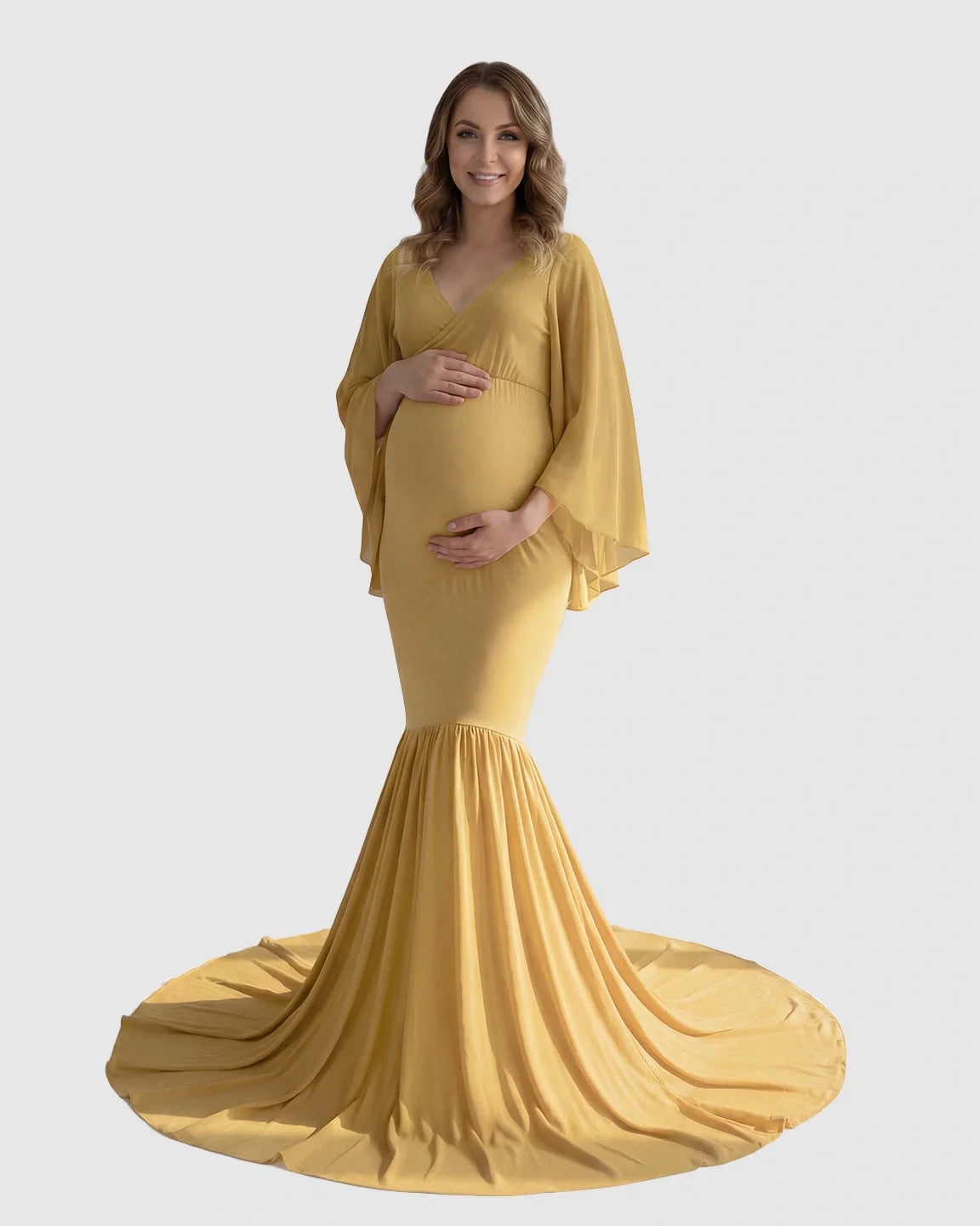 Bump Society – The Comfort Collection: Trailing Hem Elegant Maternity Photoshoot Gown