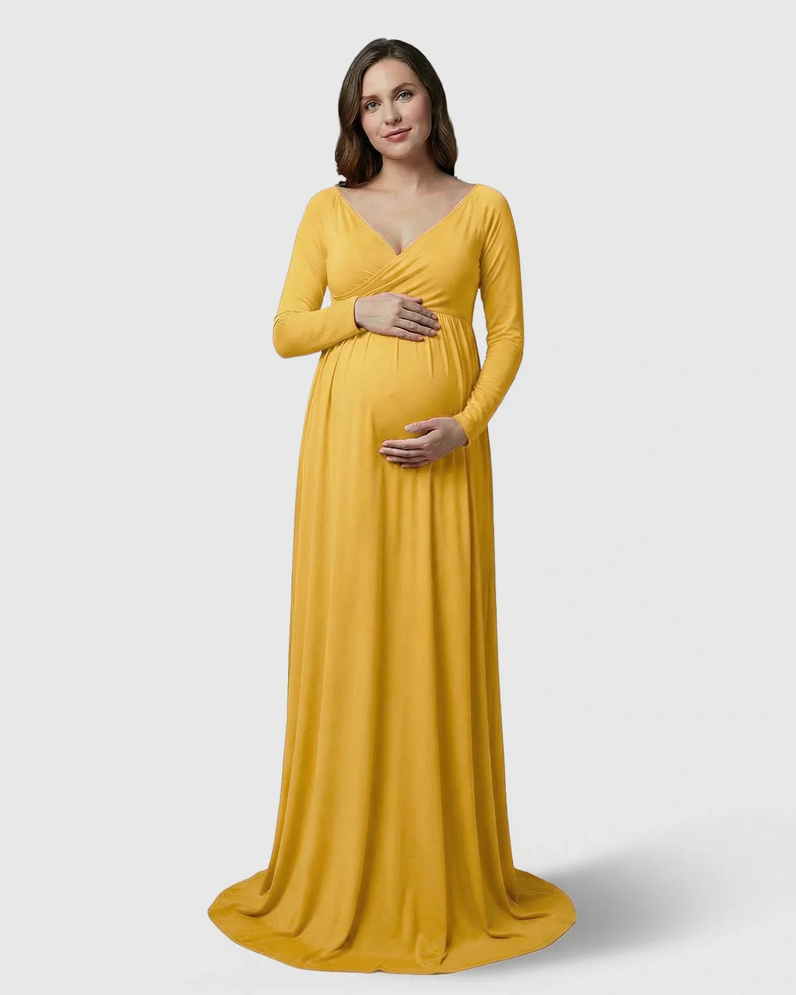 Bump Society – The Comfort Collection: Long-Sleeve Full Train Maternity Maxi Dress