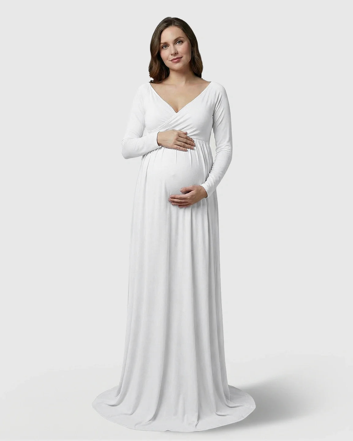 Bump Society – The Comfort Collection: Long-Sleeve Full Train Maternity Maxi Dress