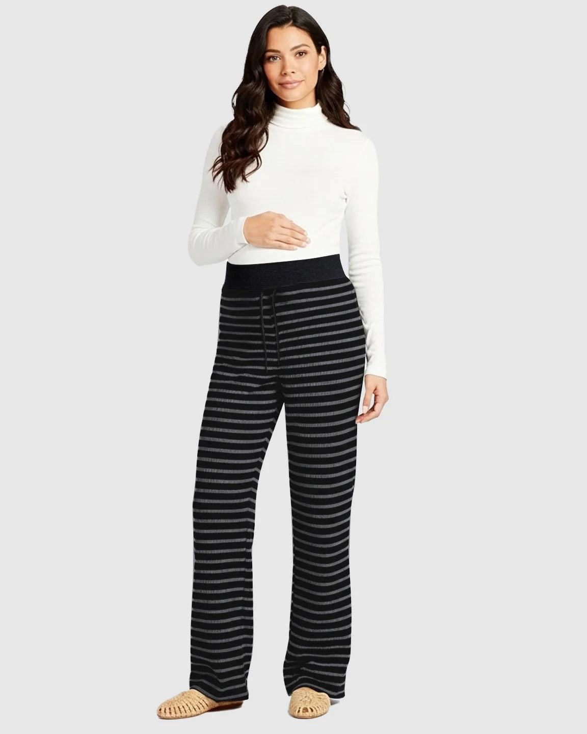 Bump Society – The Comfort Collection: Striped Knitted Wide Leg Maternity Pants