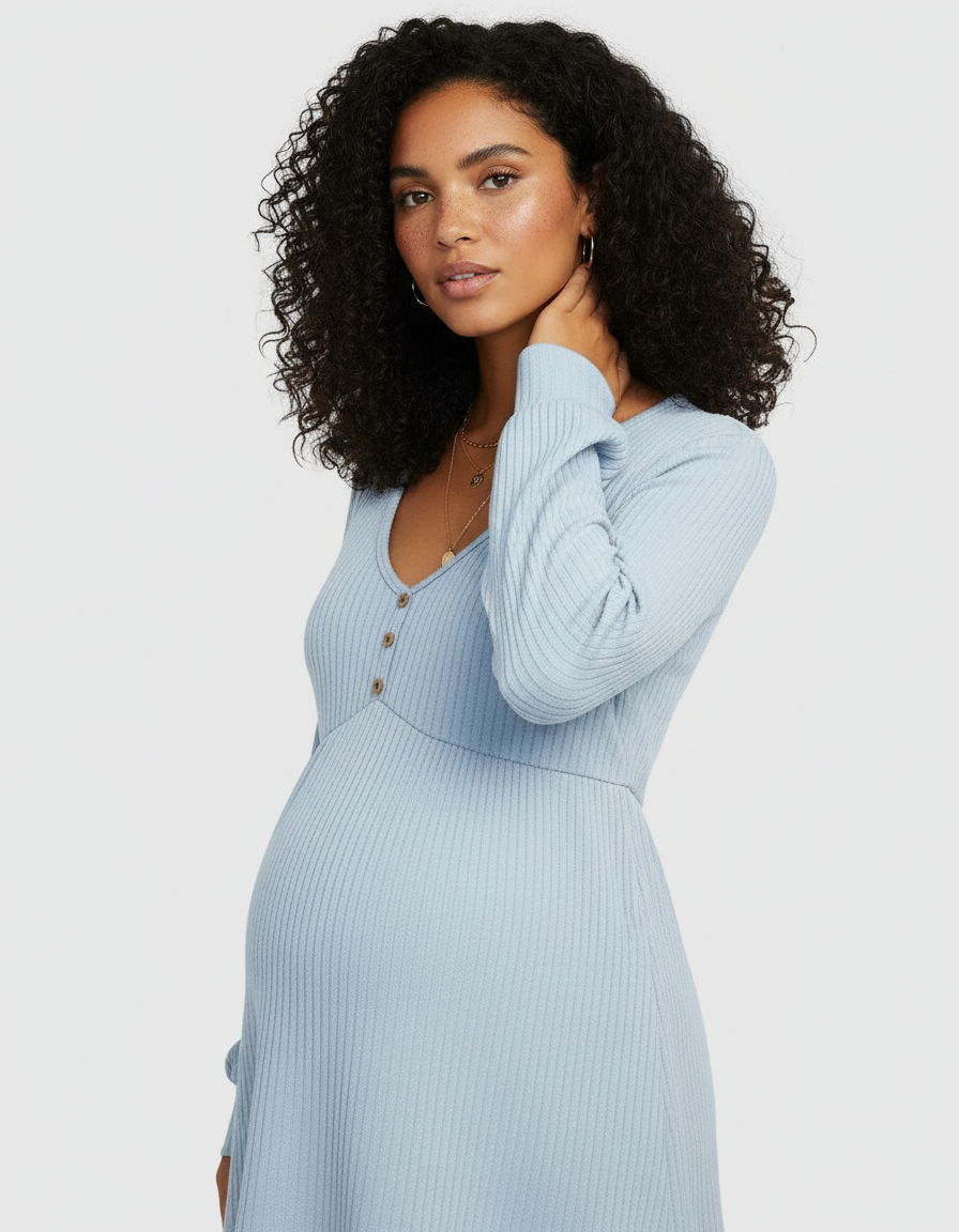 Bump Society – The Comfort Collection: One-Shoulder Ruched Bodycon Maternity Mini Dress