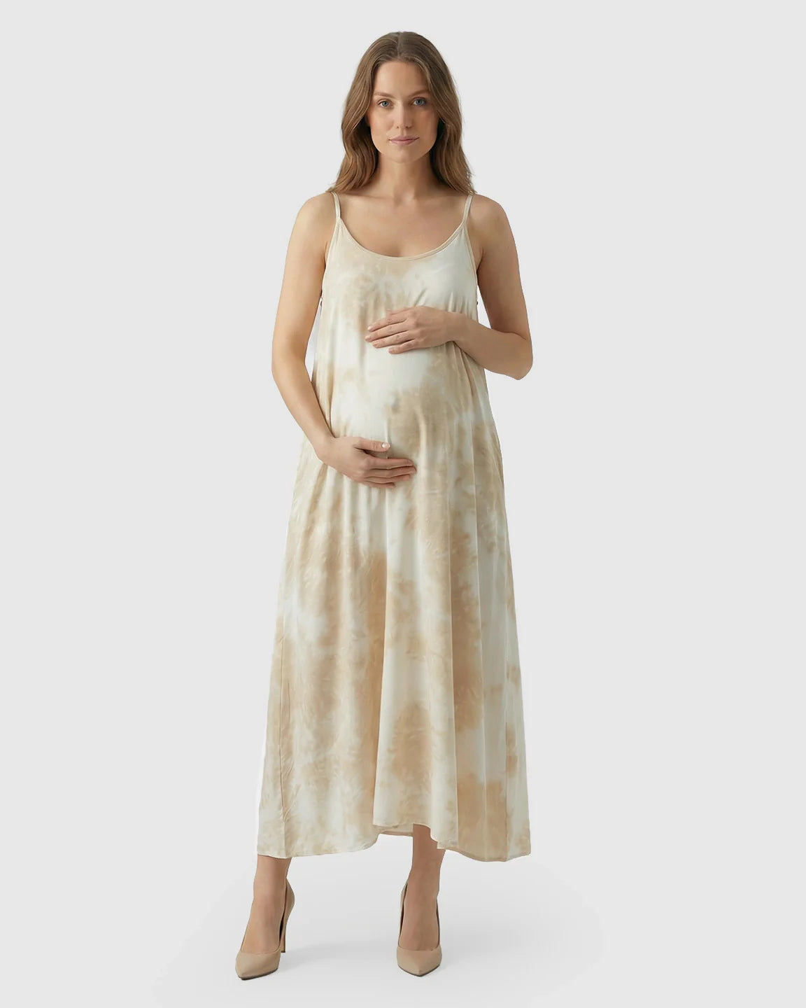 Bump Society – The Comfort Collection: Spaghetti Strap Tie-Dye Maternity Maxi Dress