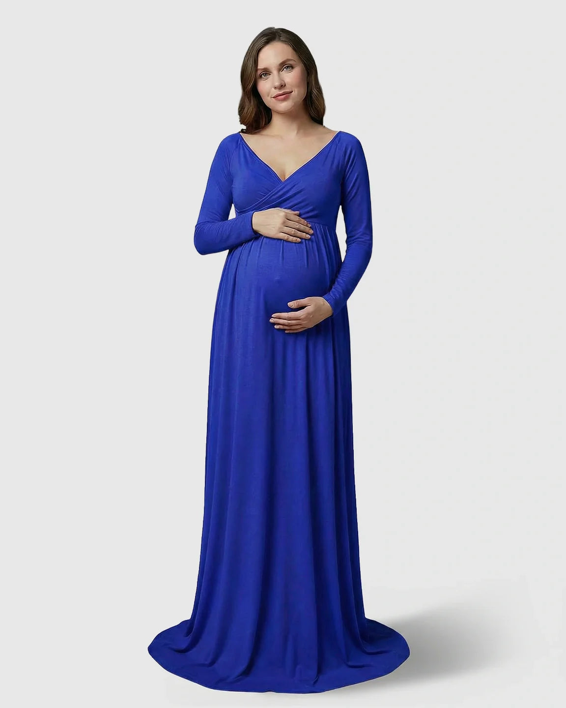 Bump Society – The Comfort Collection: Long-Sleeve Full Train Maternity Maxi Dress
