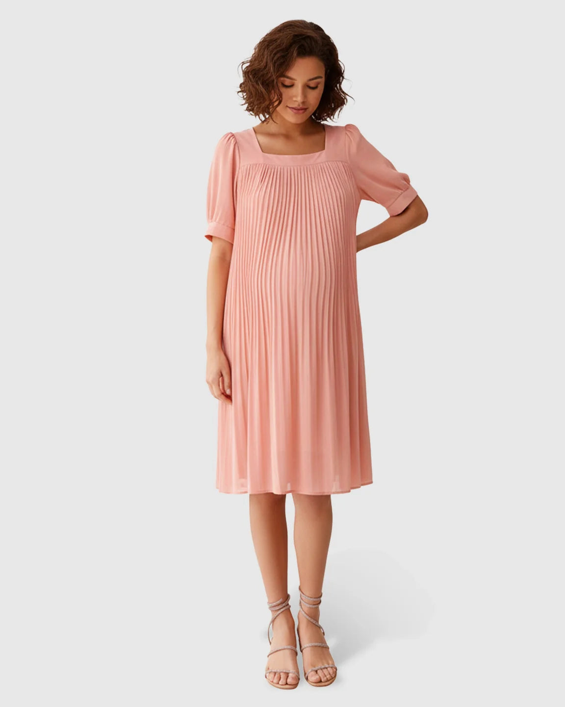 Bump Society – The Comfort Collection: Pleated Flowy Style Maternity Short Dress