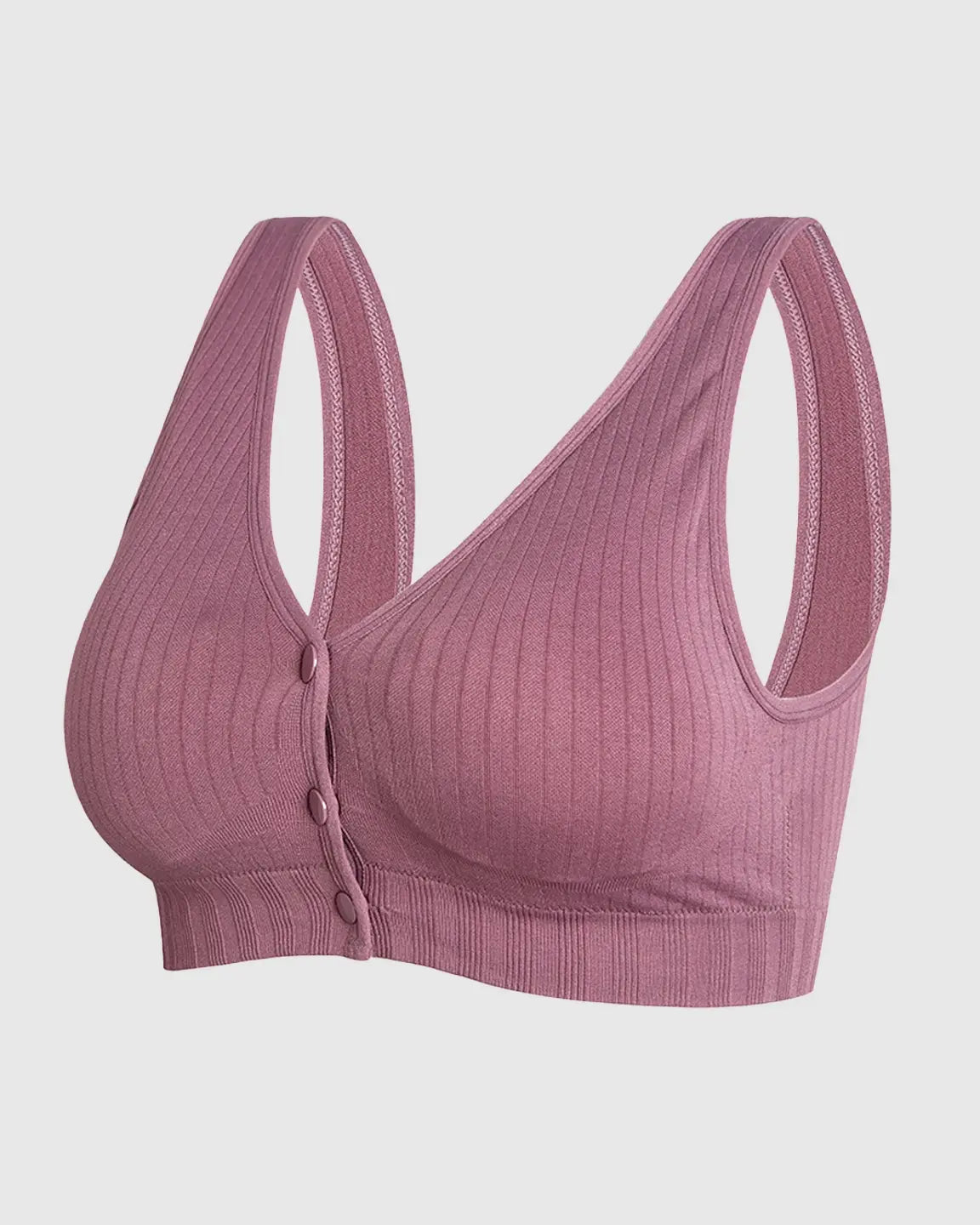 Bump Society – The Nursing Collection: Front-Button Ribbed Wireless Nursing Bra