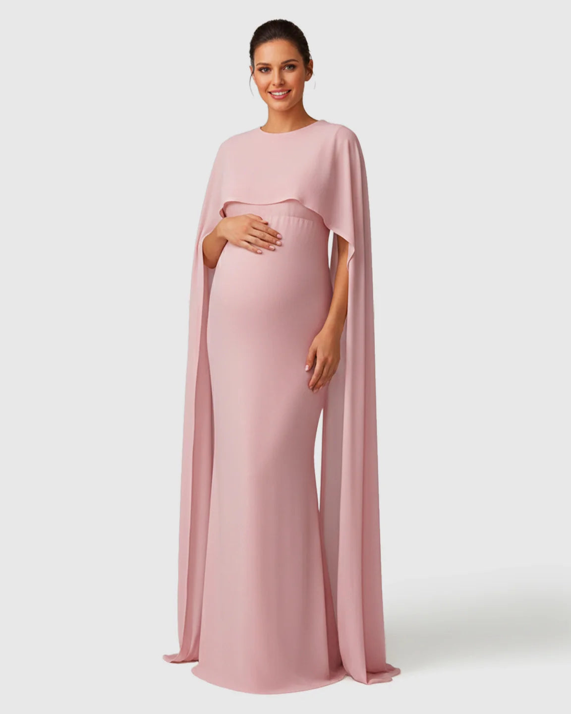 Bump Society – The Comfort Collection: Waterfall Sleeves Mermaid Fit Maternity Evening Gown