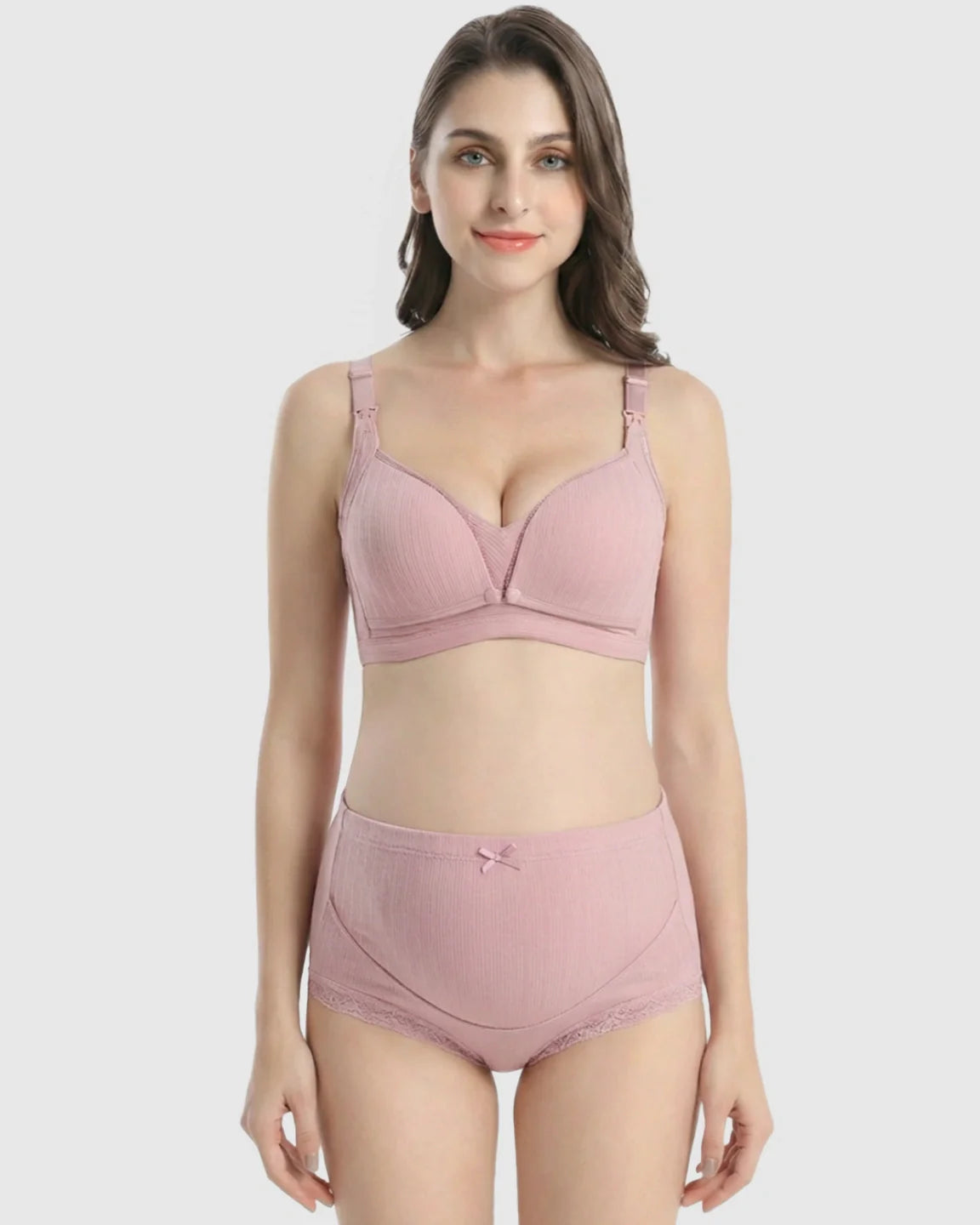 Bump Society – The Nursing Collection: Wire-Free Breathable High-Waist Maternity Nursing Bra & Panty Set