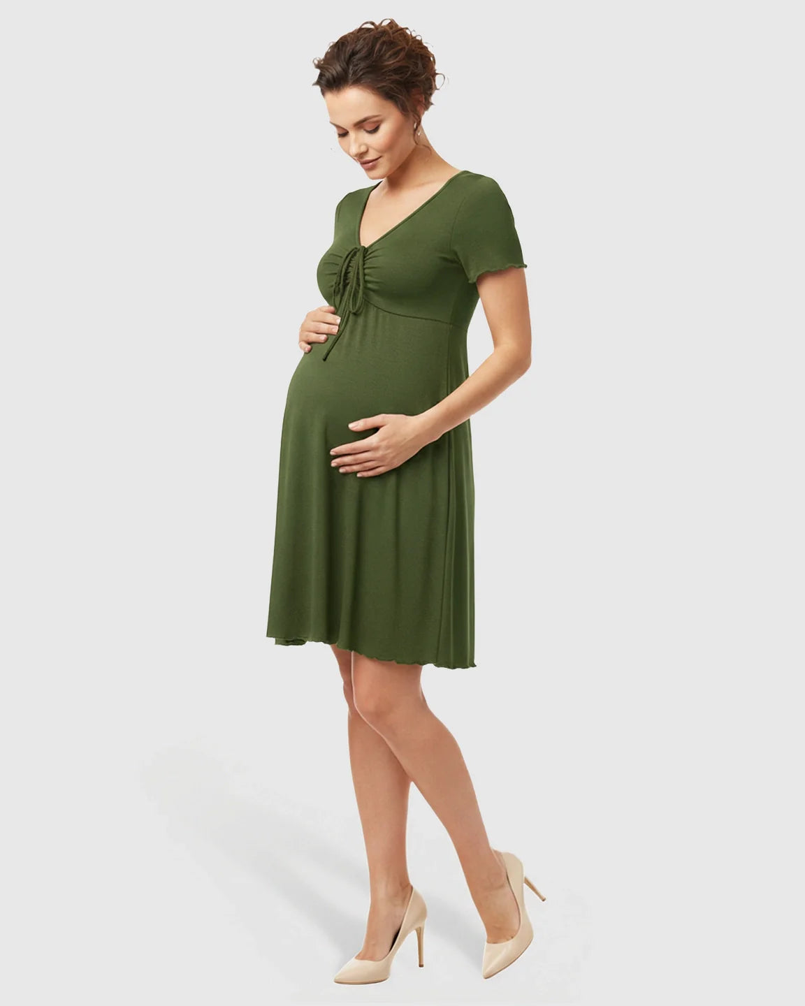 Bump Society – The Comfort Collection: Lettuce Edge Hem Casual Maternity Mini Dress