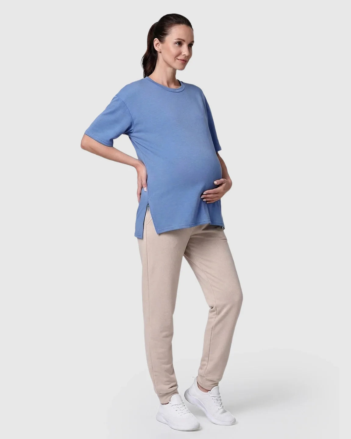 Bump Society – The Nursing Collection: Zipper Slits Casual Maternity Nursing T Shirt