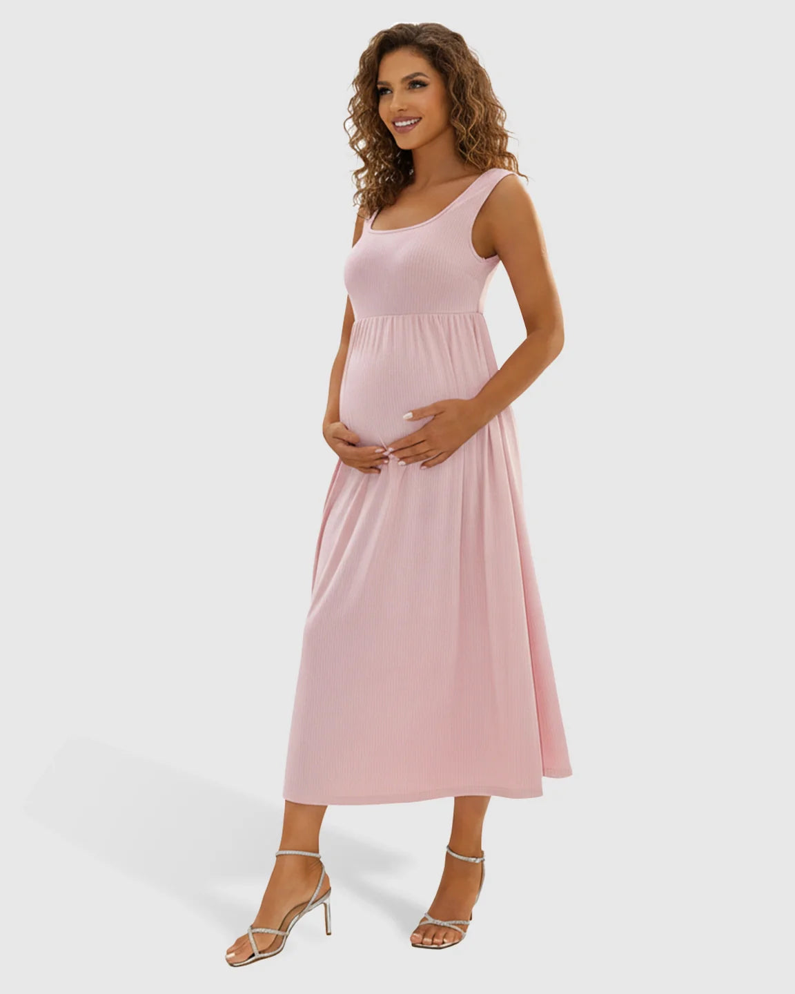 Bump Society – The Comfort Collection: Wide Shoulder Straps Flowy Maternity Midi Dress