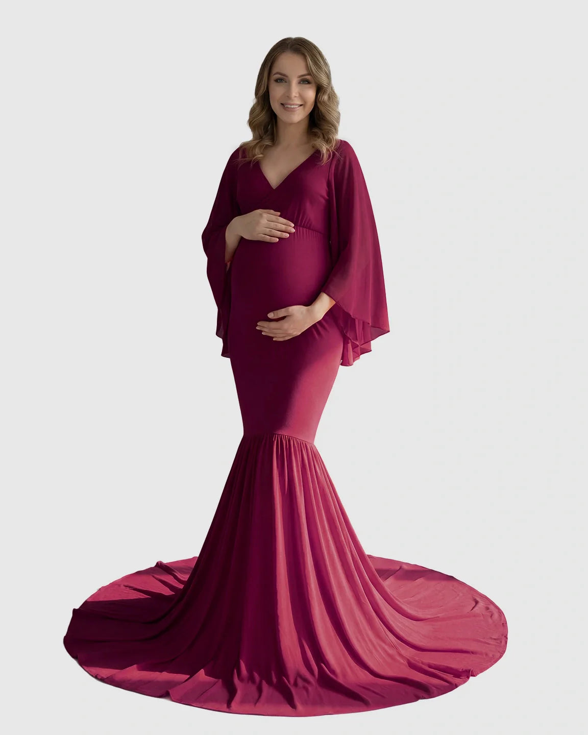 Bump Society – The Comfort Collection: Trailing Hem Elegant Maternity Photoshoot Gown