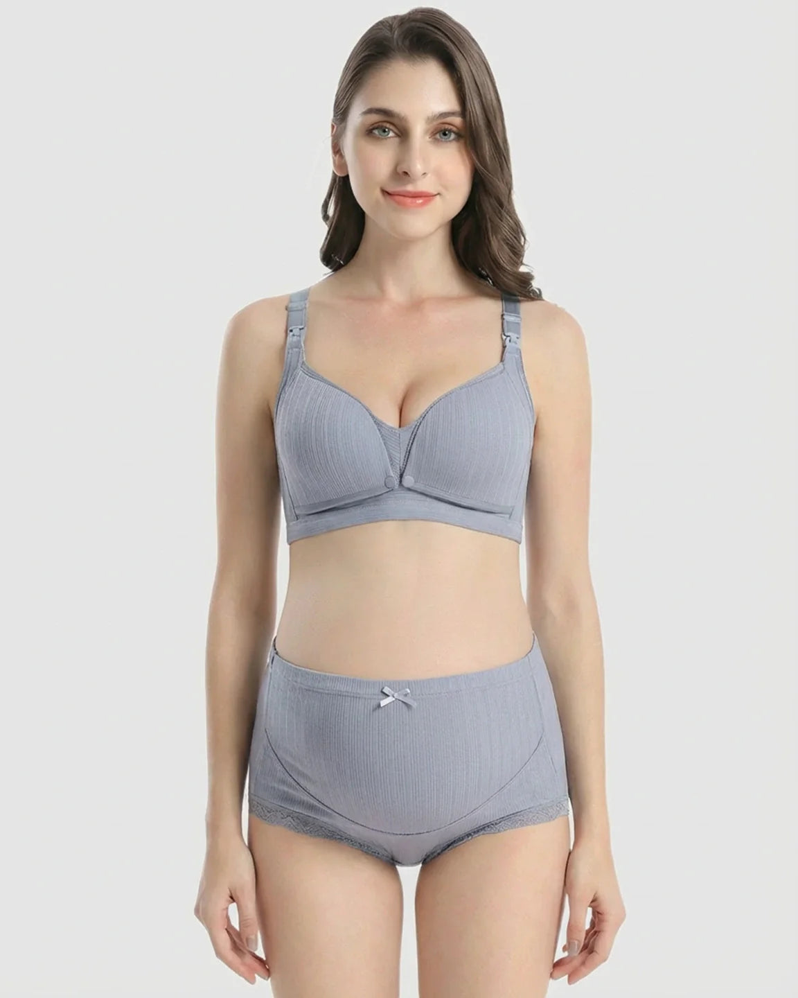 Bump Society – The Nursing Collection: Wire-Free Breathable High-Waist Maternity Nursing Bra & Panty Set
