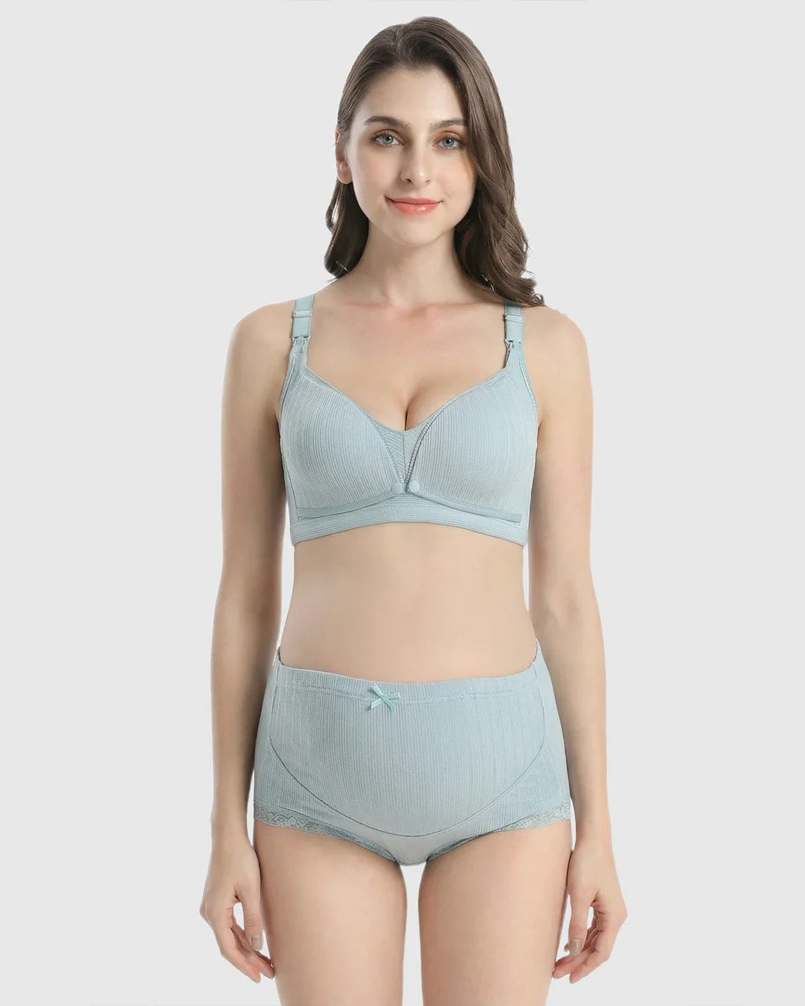 Bump Society – The Nursing Collection: Wire-Free Breathable High-Waist Maternity Nursing Bra & Panty Set