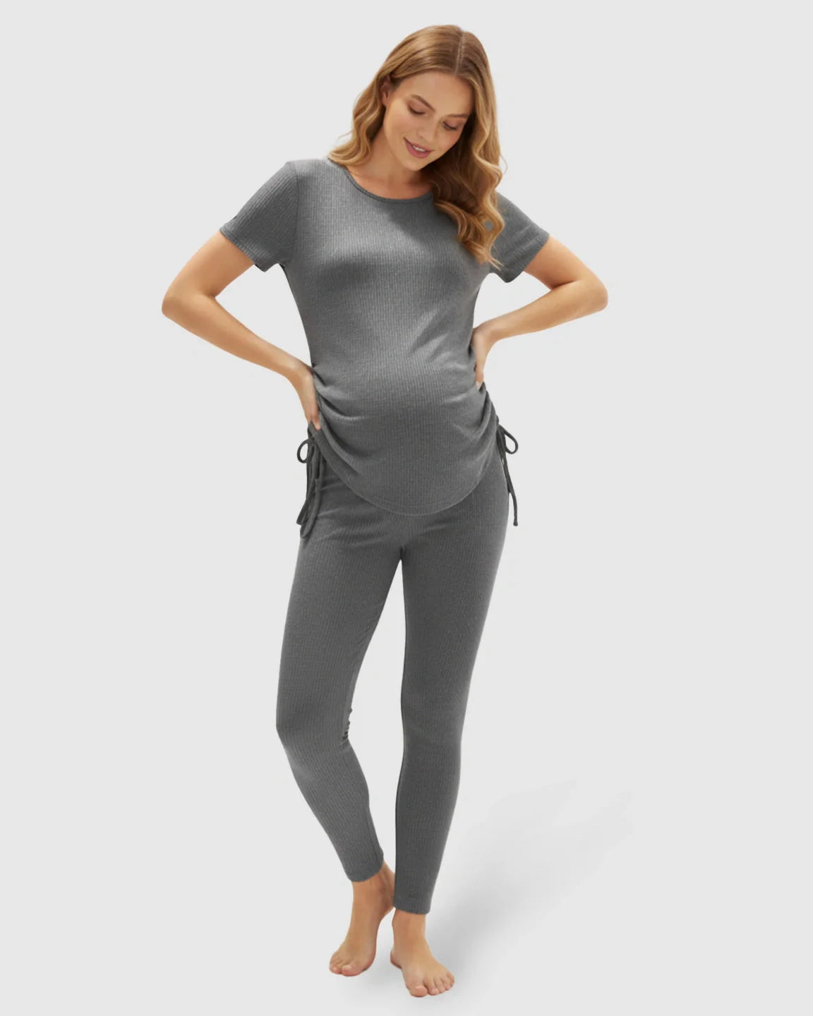 Bump Society – The Comfort Collection: Side Drawstring-Detail Sport Maternity Lounge Set