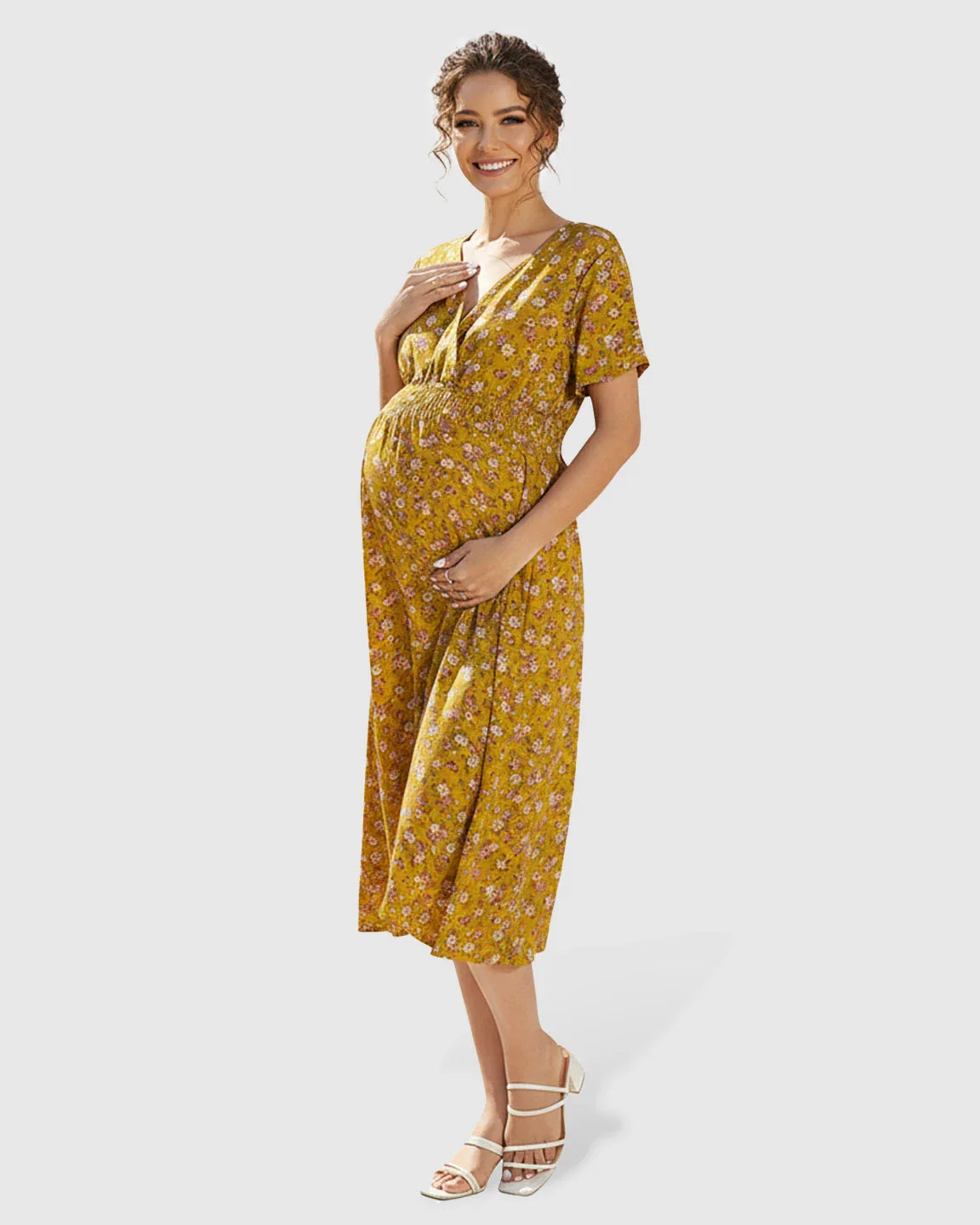 Bump Society – The Comfort Collection: Smocked-Waist A-Line Maternity Dress