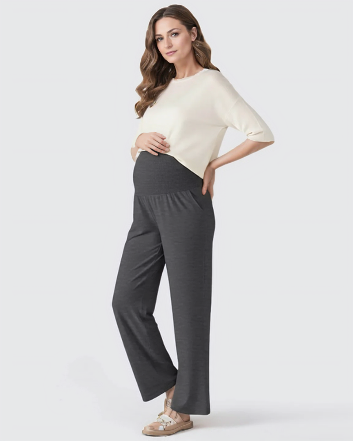 The Comfort Collection: Over The Belly Wide Leg Maternity Trouser