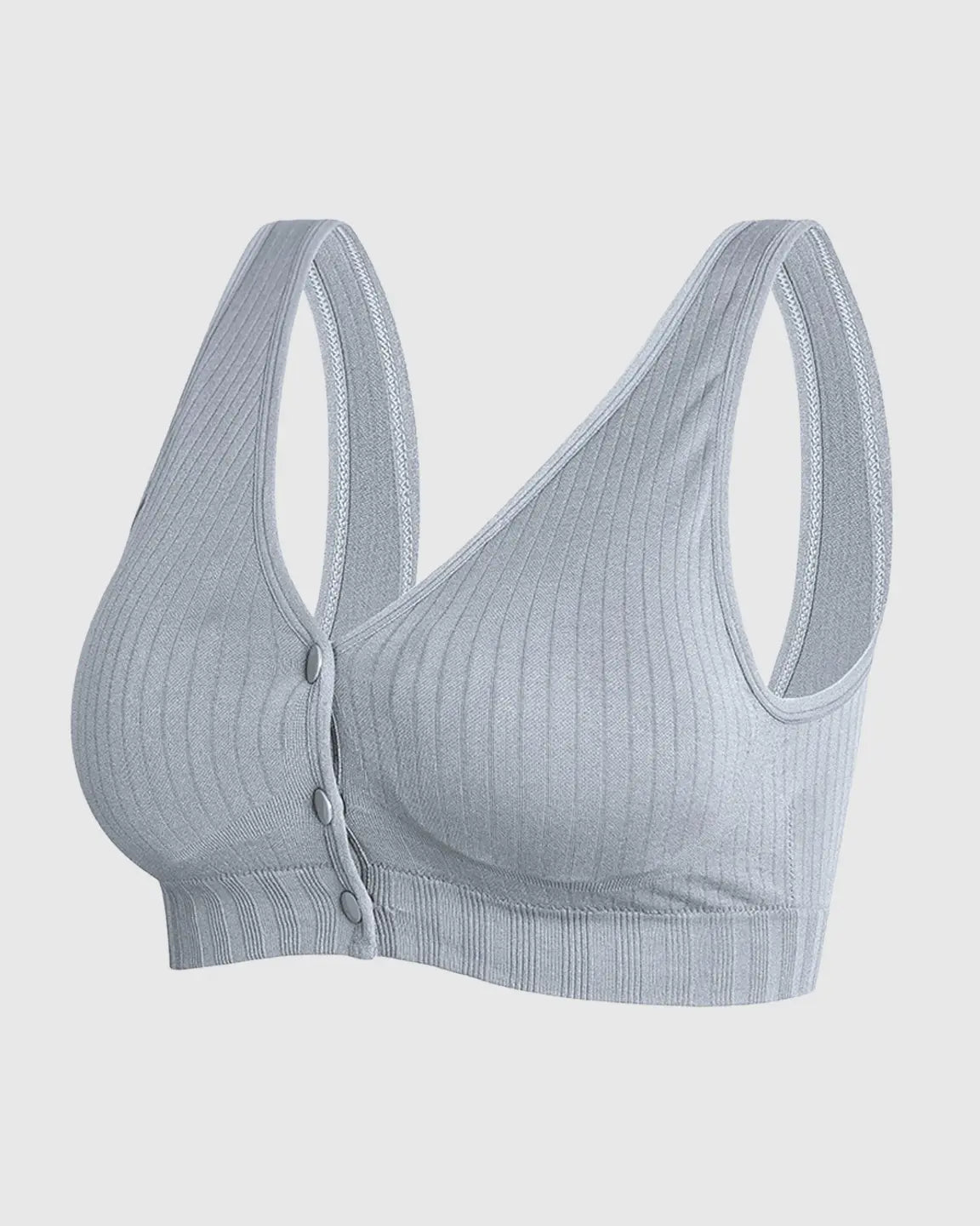 Bump Society – The Nursing Collection: Front-Button Ribbed Wireless Nursing Bra