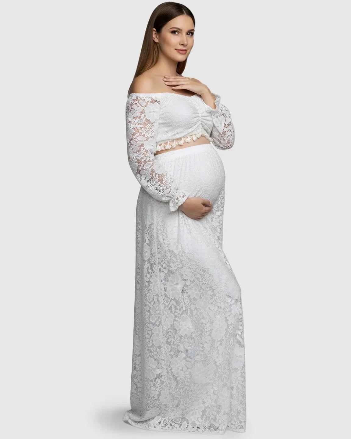 Bump Society – The Comfort Collection: Two Piece Flowing Laced Maternity Photoshoot Dress