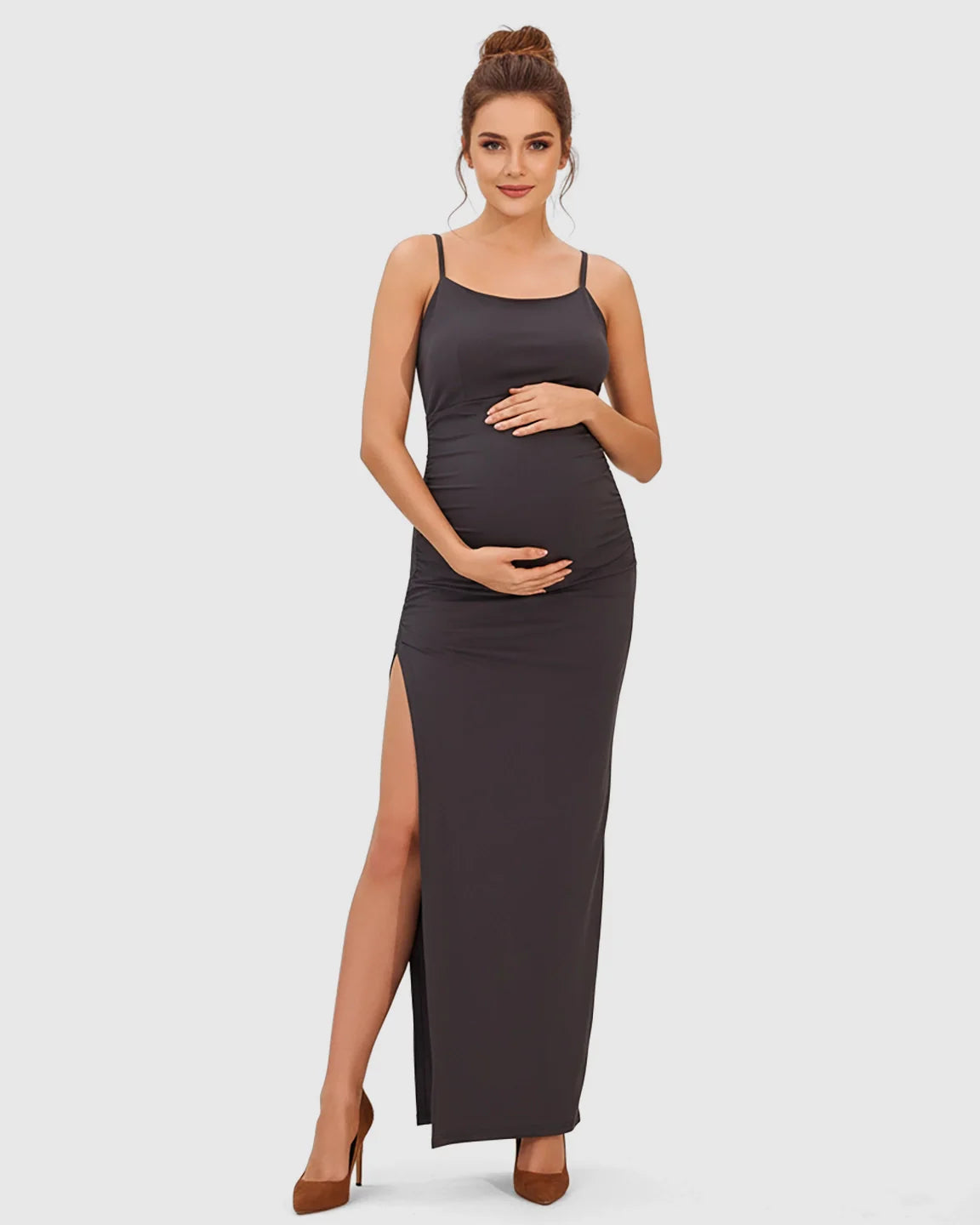 Bump Society – The Comfort Collection: Spaghetti Strap Bodycon Maternity Maxi Dress