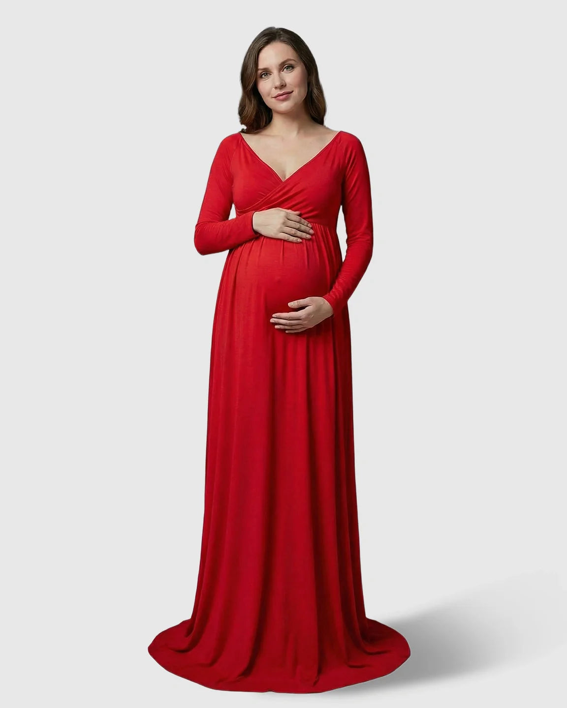 Bump Society – The Comfort Collection: Long-Sleeve Full Train Maternity Maxi Dress
