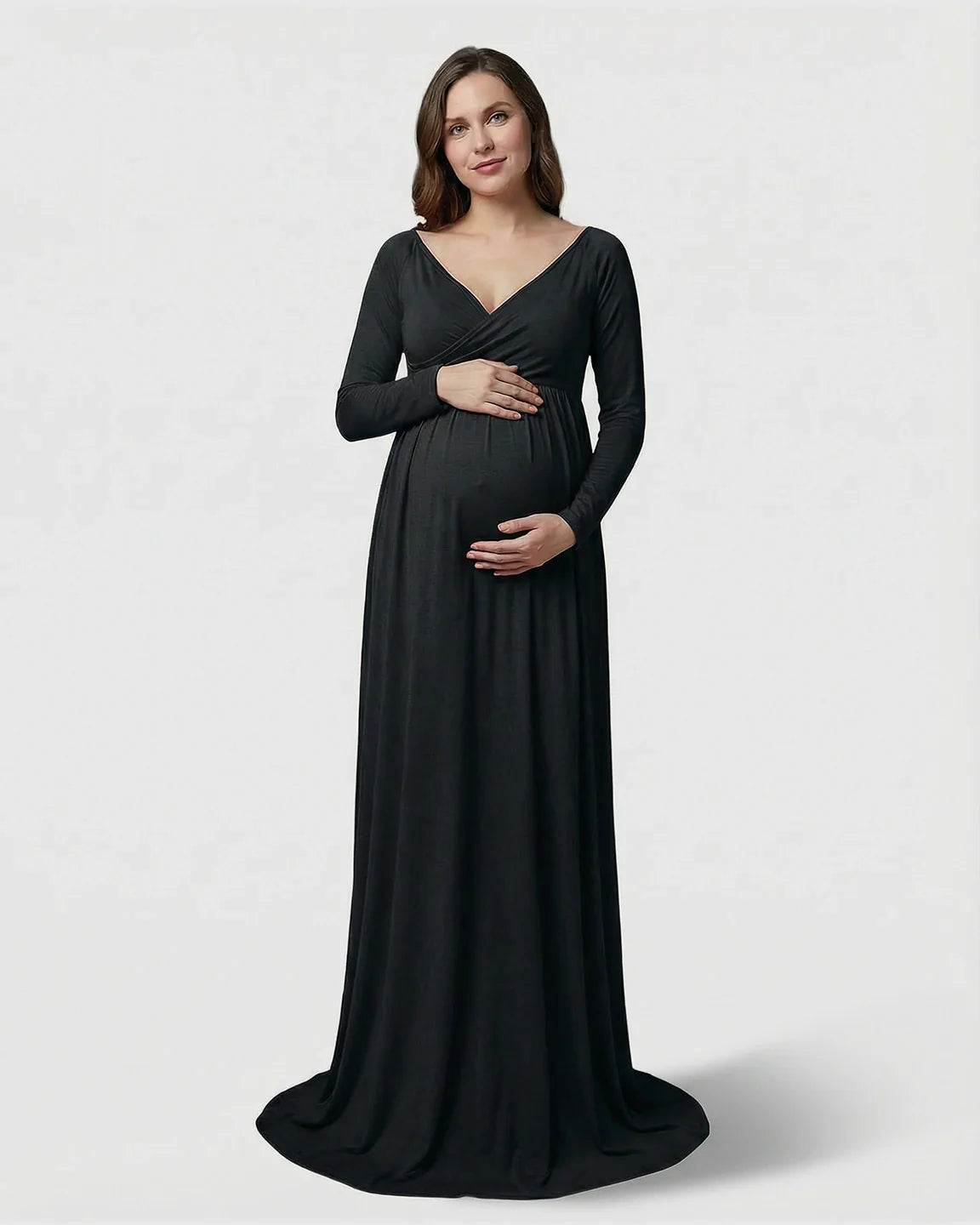 Bump Society – The Comfort Collection: Long-Sleeve Full Train Maternity Maxi Dress