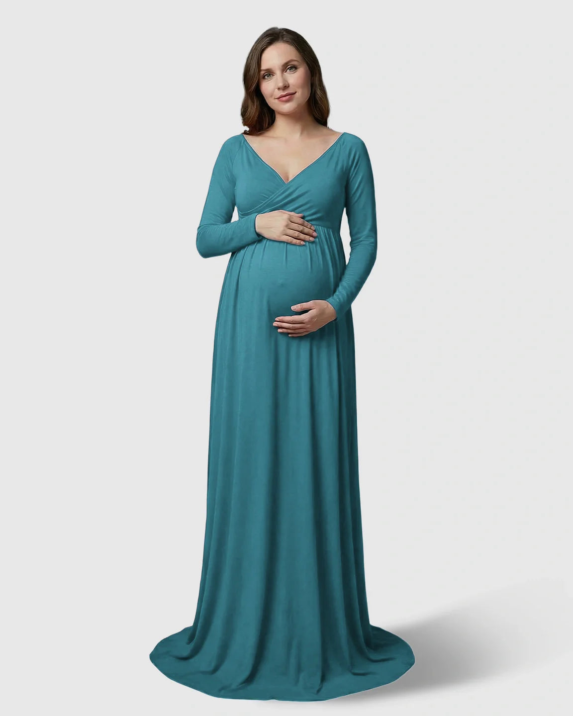 Bump Society – The Comfort Collection: Long-Sleeve Full Train Maternity Maxi Dress