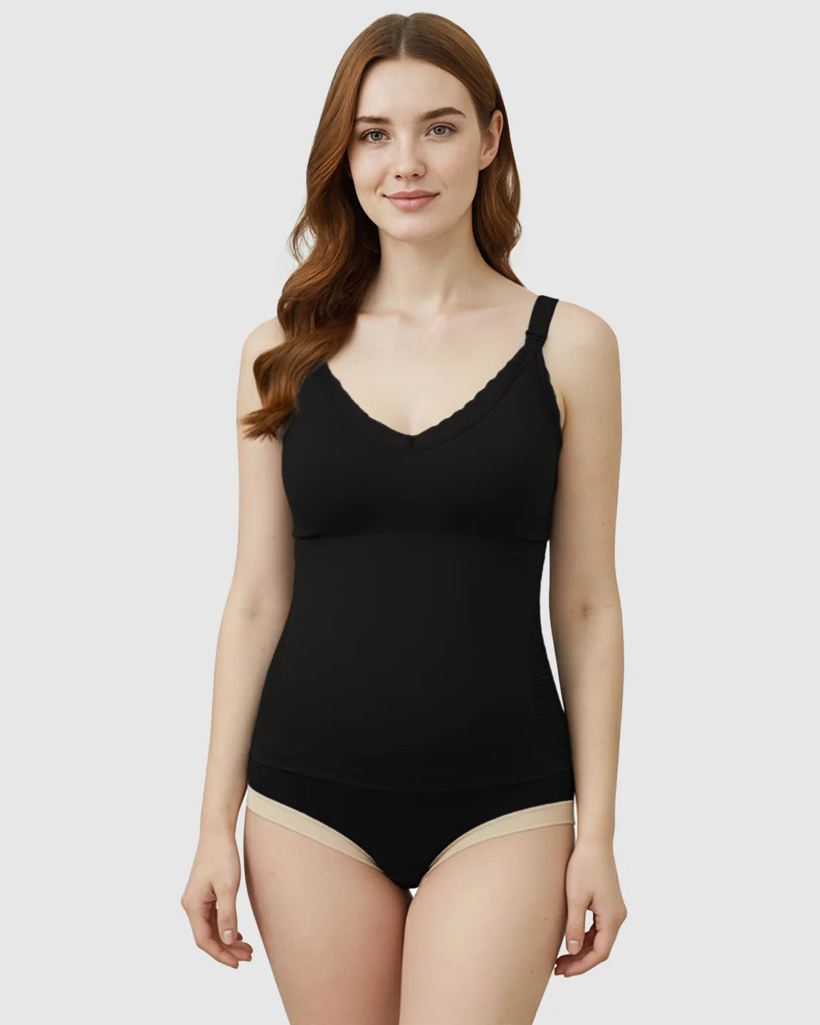 Bump Society – The Nursing Collection: Seamless Lace-Trim V-Neck Nursing Cami