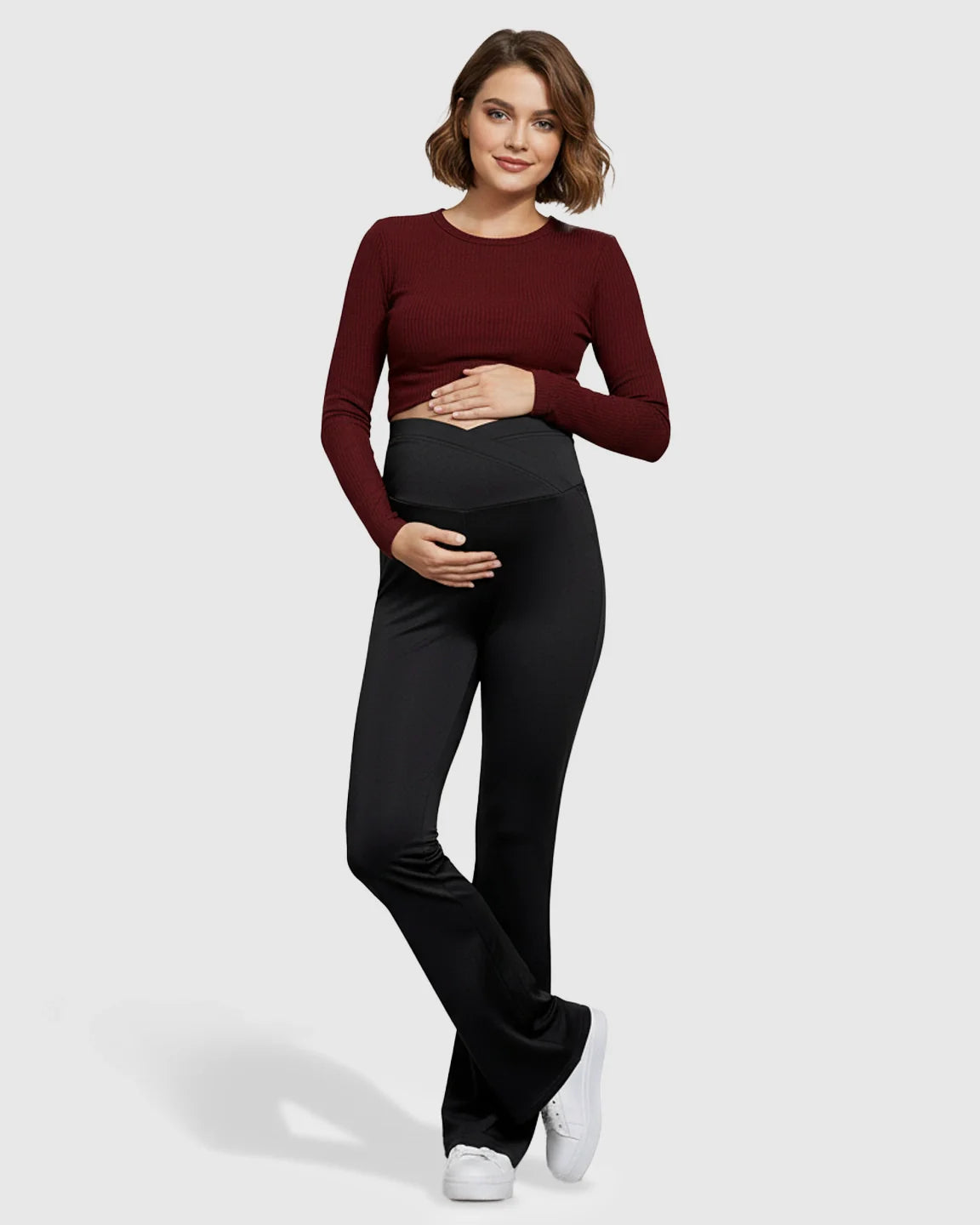 Bump Society – The Comfort Collection: Crossover Waist Flared Maternity Pants