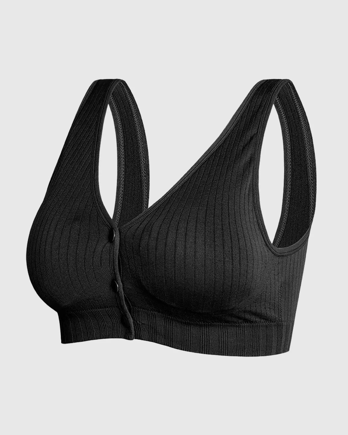 Bump Society – The Nursing Collection: Front-Button Ribbed Wireless Nursing Bra