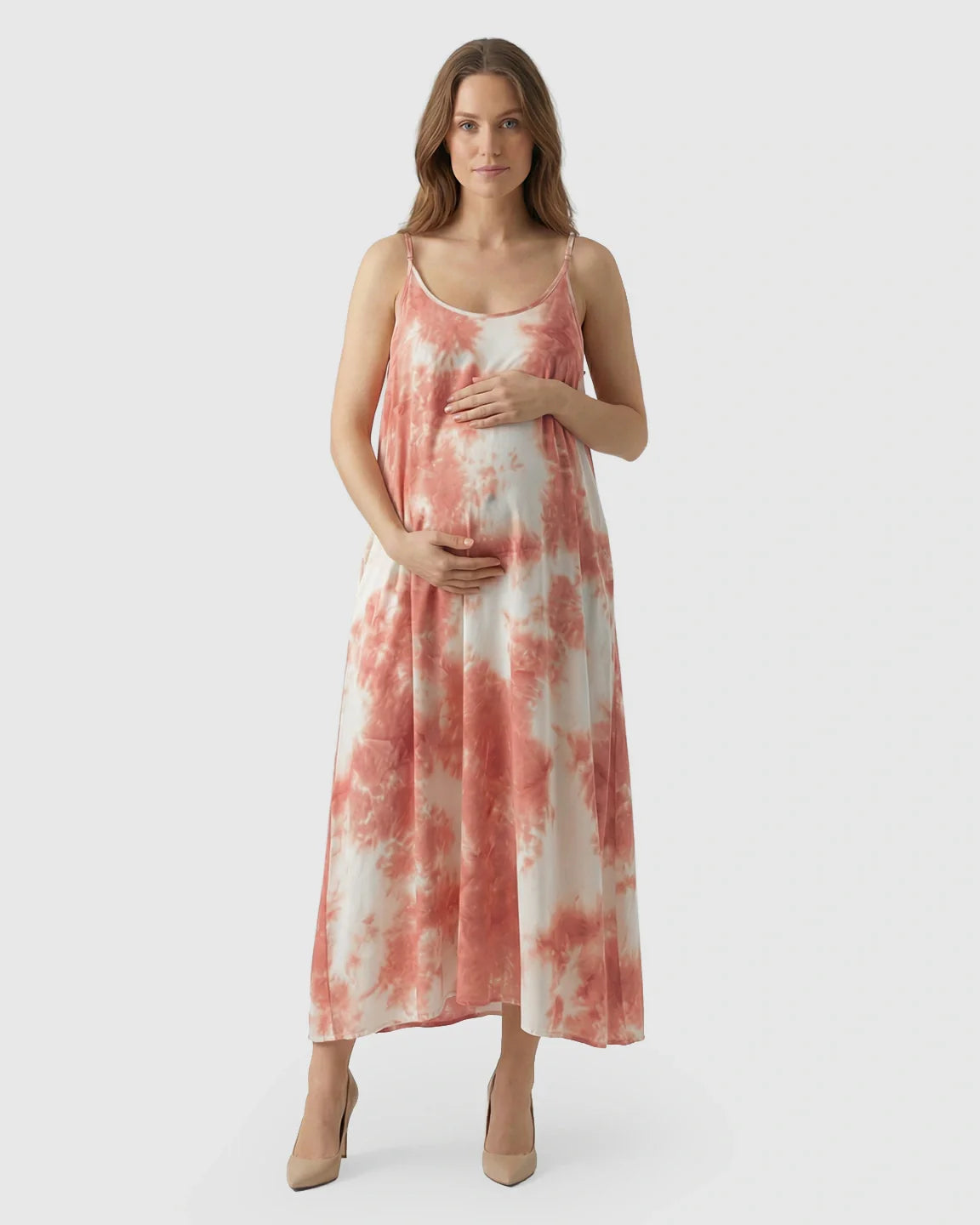 Bump Society – The Comfort Collection: Spaghetti Strap Tie-Dye Maternity Maxi Dress