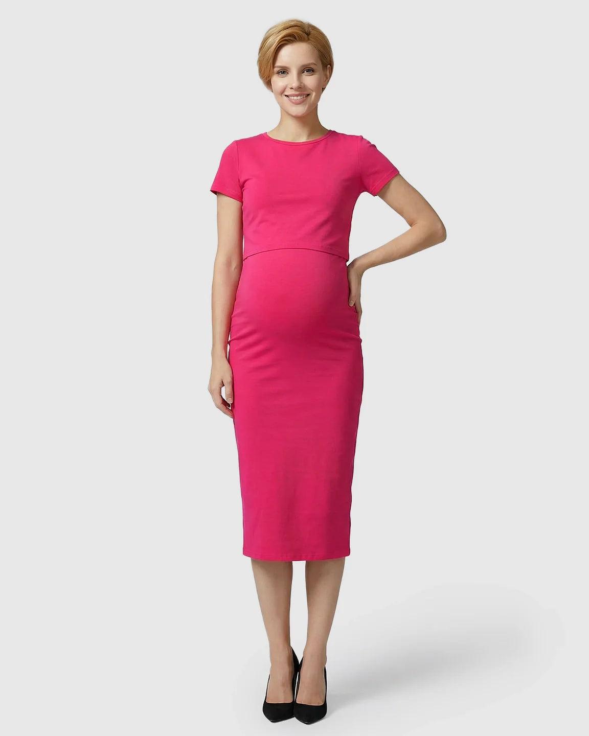 Bump Society – The Nursing Collection: Lift-Up Nursing Access Pencil Skirt Maternity Midi Dress