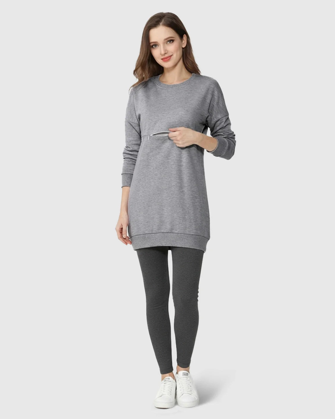 Bump Society – The Nursing Collection: Long-Sleeve Zipper Opening Maternity Nursing Top