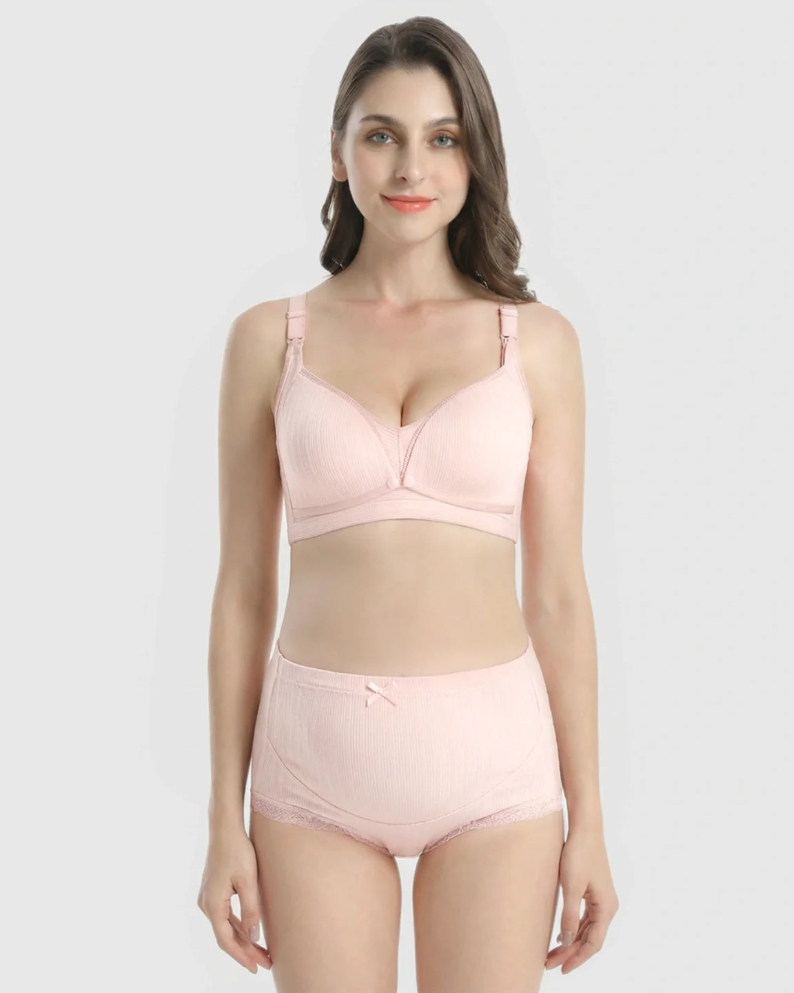 Bump Society – The Nursing Collection: Wire-Free Breathable High-Waist Maternity Nursing Bra & Panty Set