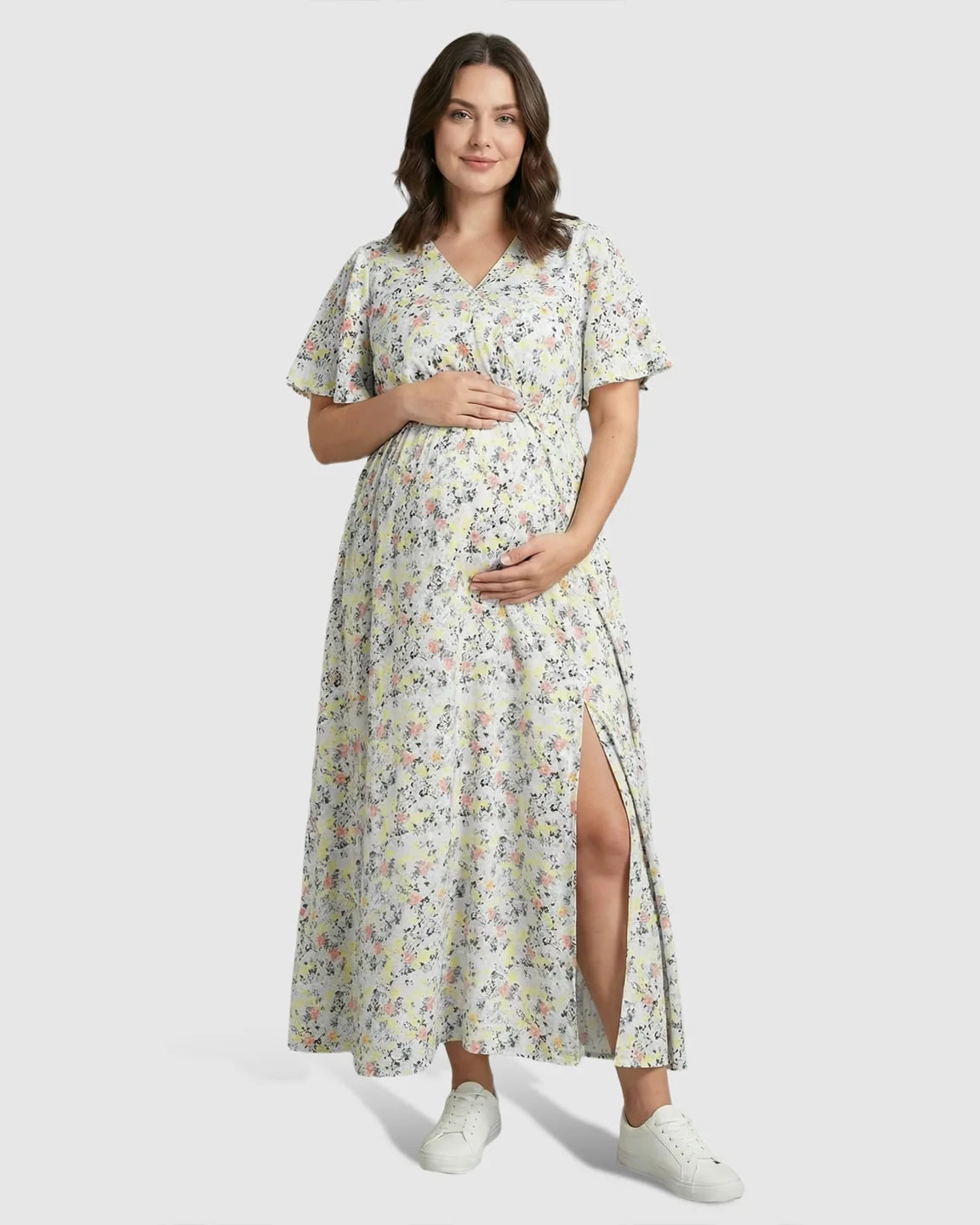 Bump Society – The Comfort Collection: Tencel Fabric Slitted Maternity Maxi Dress