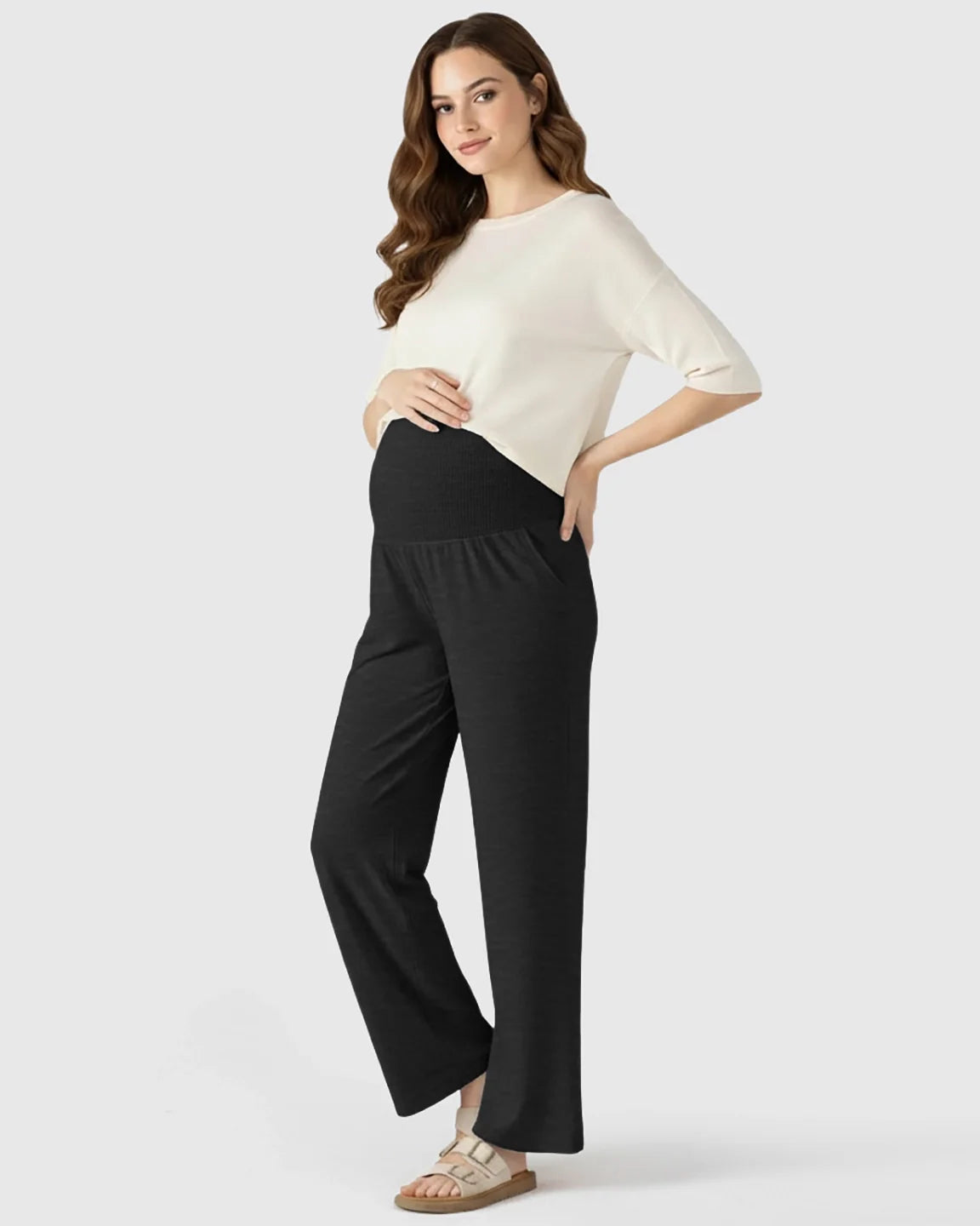 The Comfort Collection: Over The Belly Wide Leg Maternity Trouser