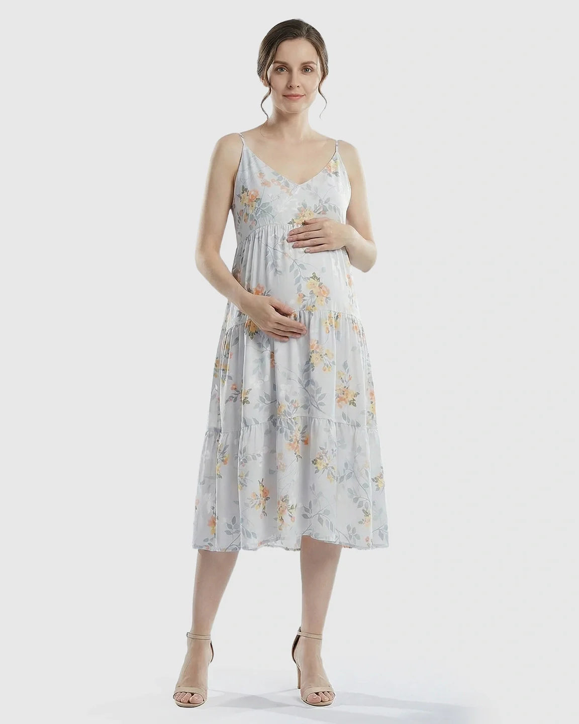 Bump Society – The Comfort Collection: Floral Print Loose Fit Maternity Midi Dress