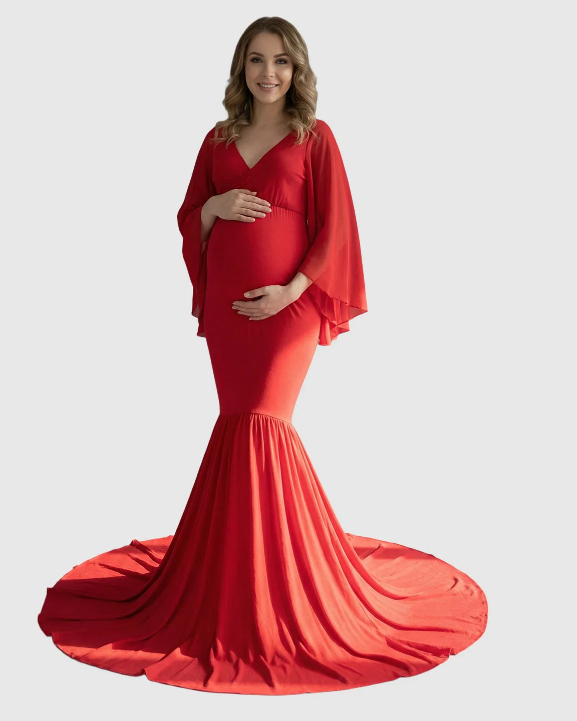 Bump Society – The Comfort Collection: Trailing Hem Elegant Maternity Photoshoot Gown