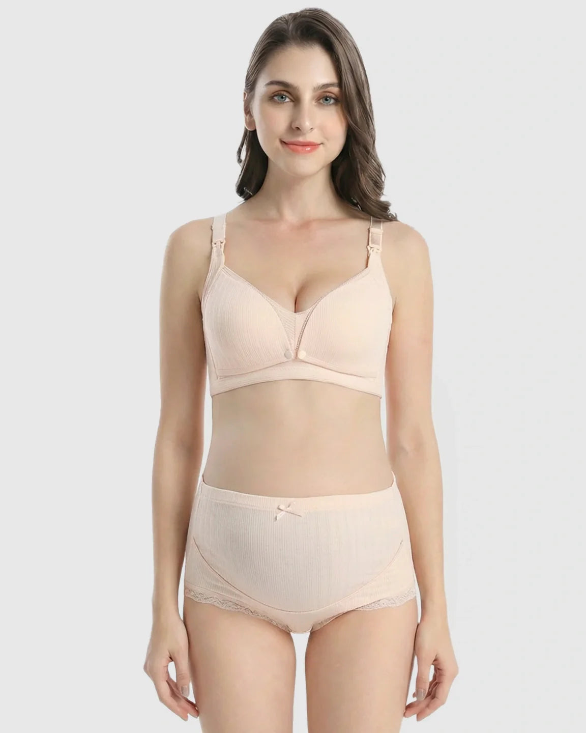 Bump Society – The Nursing Collection: Wire-Free Breathable High-Waist Maternity Nursing Bra & Panty Set