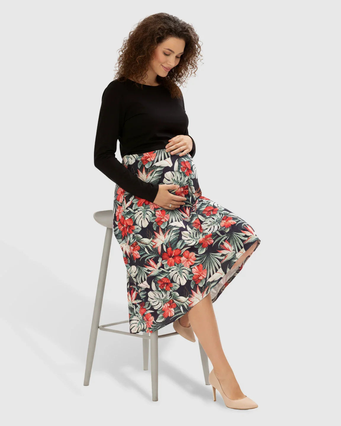 Bump Society – The Nursing Collection: Two-Piece Floral Nursing & Maternity Maxi Dress