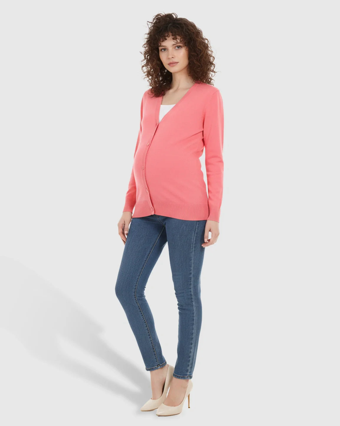 Bump Society – The Comfort Collection: Button-Front V-Neck Maternity Cardigan