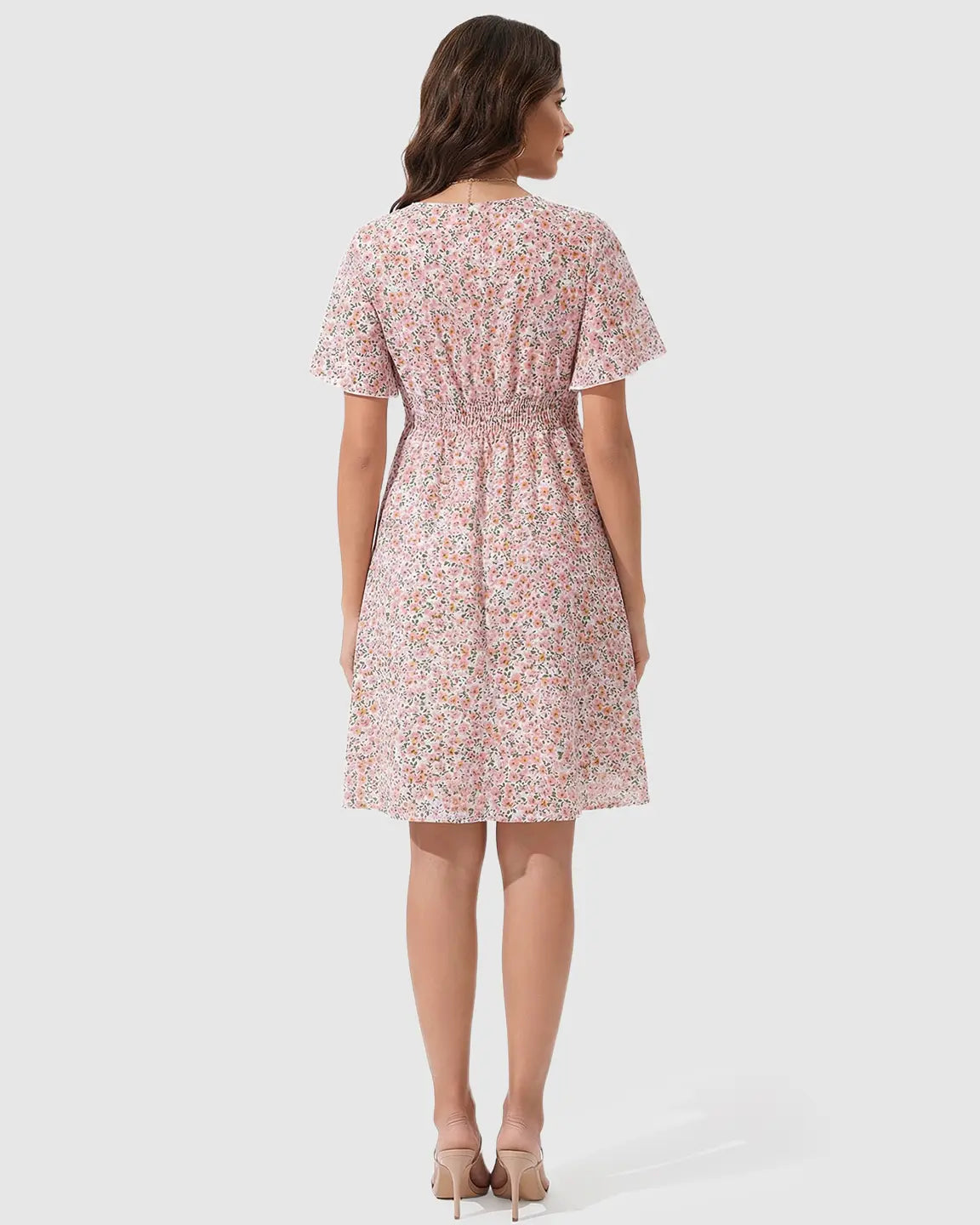 Bump Society – The Comfort Collection: Flounce Sleeve Floral A Line Maternity Mini Dress