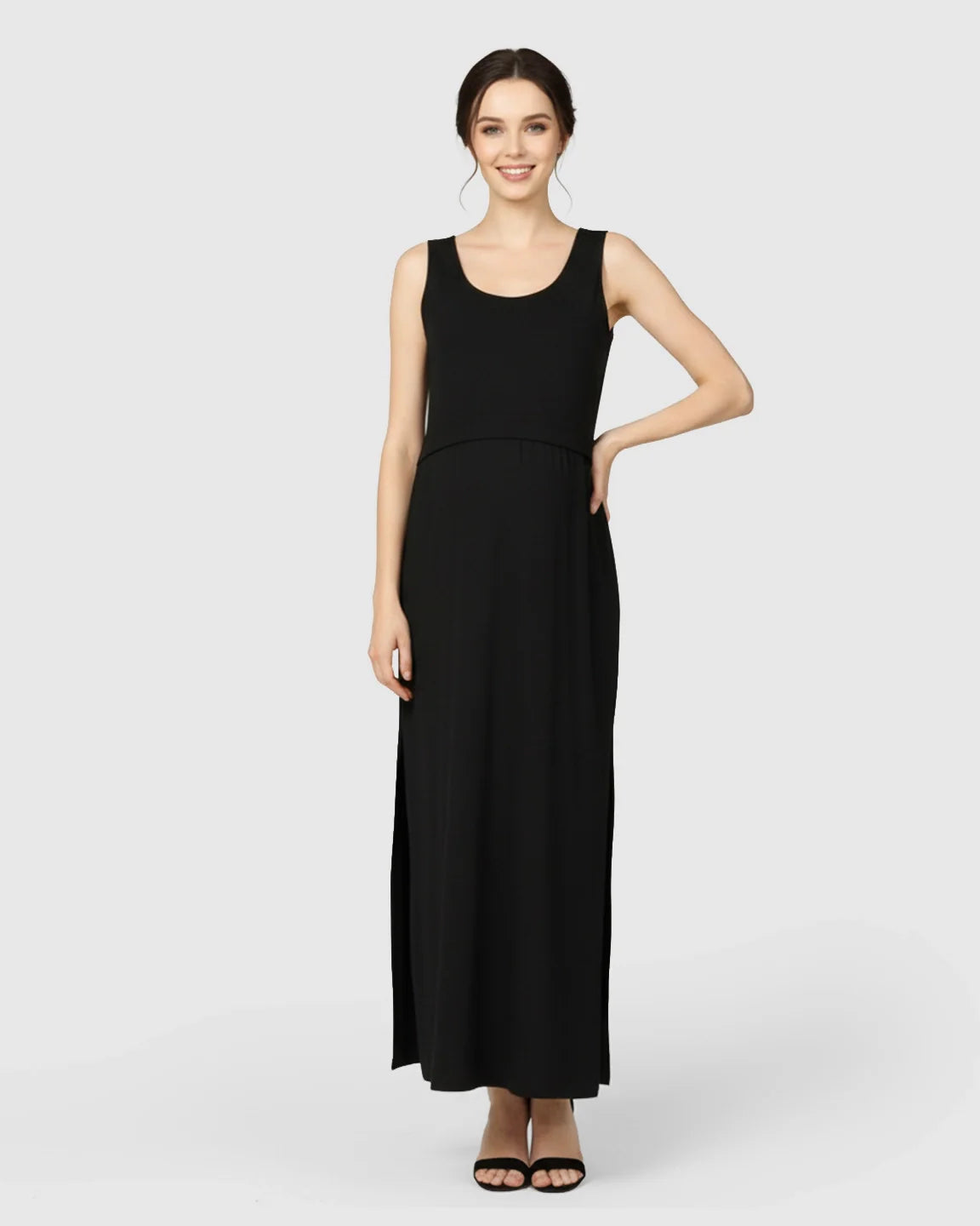 Bump Society – The Comfort Collection: Side-Slit Casual Maternity Maxi Dress
