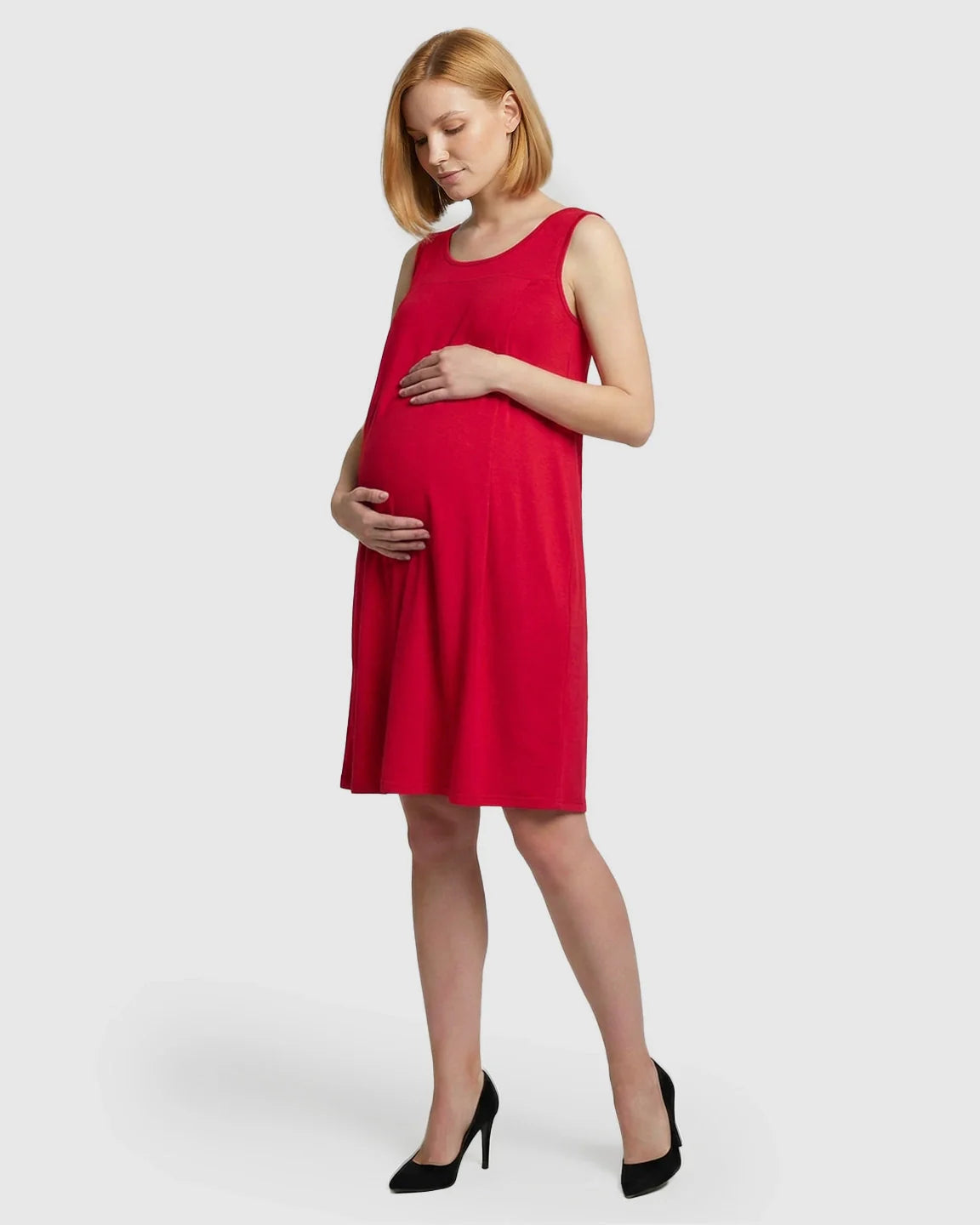 Bump Society – The Nursing Collection: Discreet Nursing Opening Casual Maternity Midi Dress