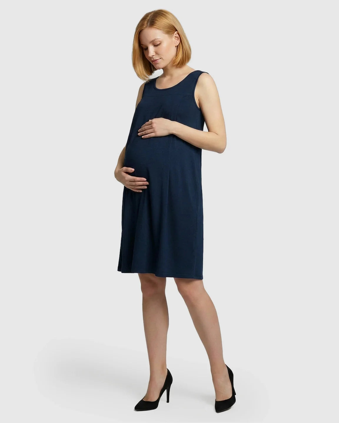 Bump Society – The Nursing Collection: Discreet Nursing Opening Casual Maternity Midi Dress