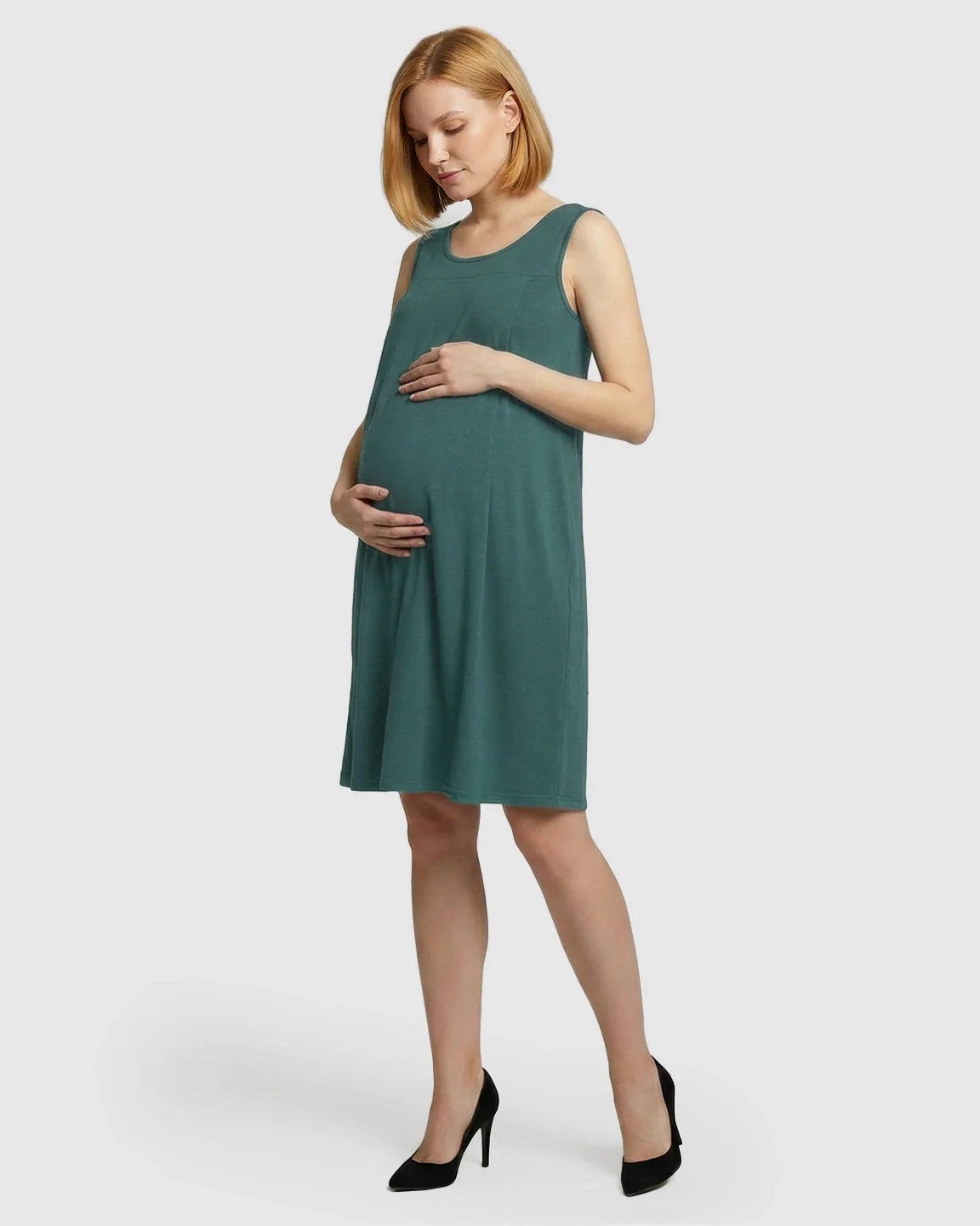 Bump Society – The Nursing Collection: Discreet Nursing Opening Casual Maternity Midi Dress