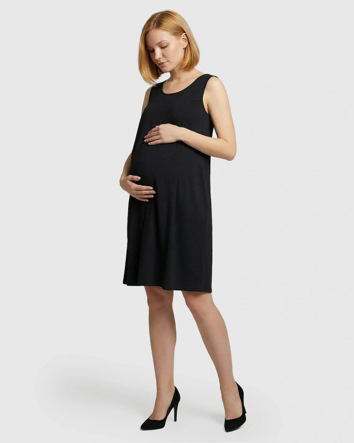 Bump Society – The Nursing Collection: Discreet Nursing Opening Casual Maternity Midi Dress