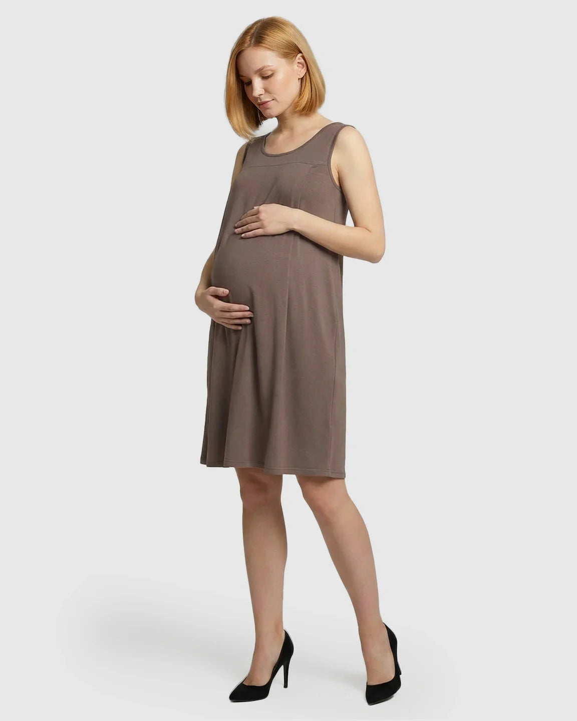 Bump Society – The Nursing Collection: Discreet Nursing Opening Casual Maternity Midi Dress