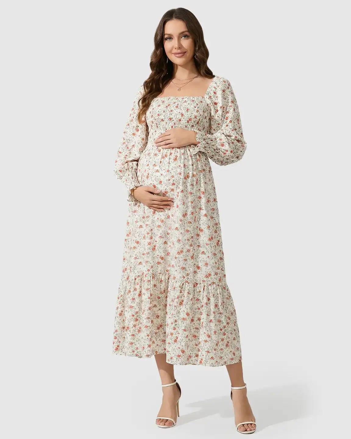 Bump Society – The Comfort Collection: Smocked Boho Style Maternity Midi Dress