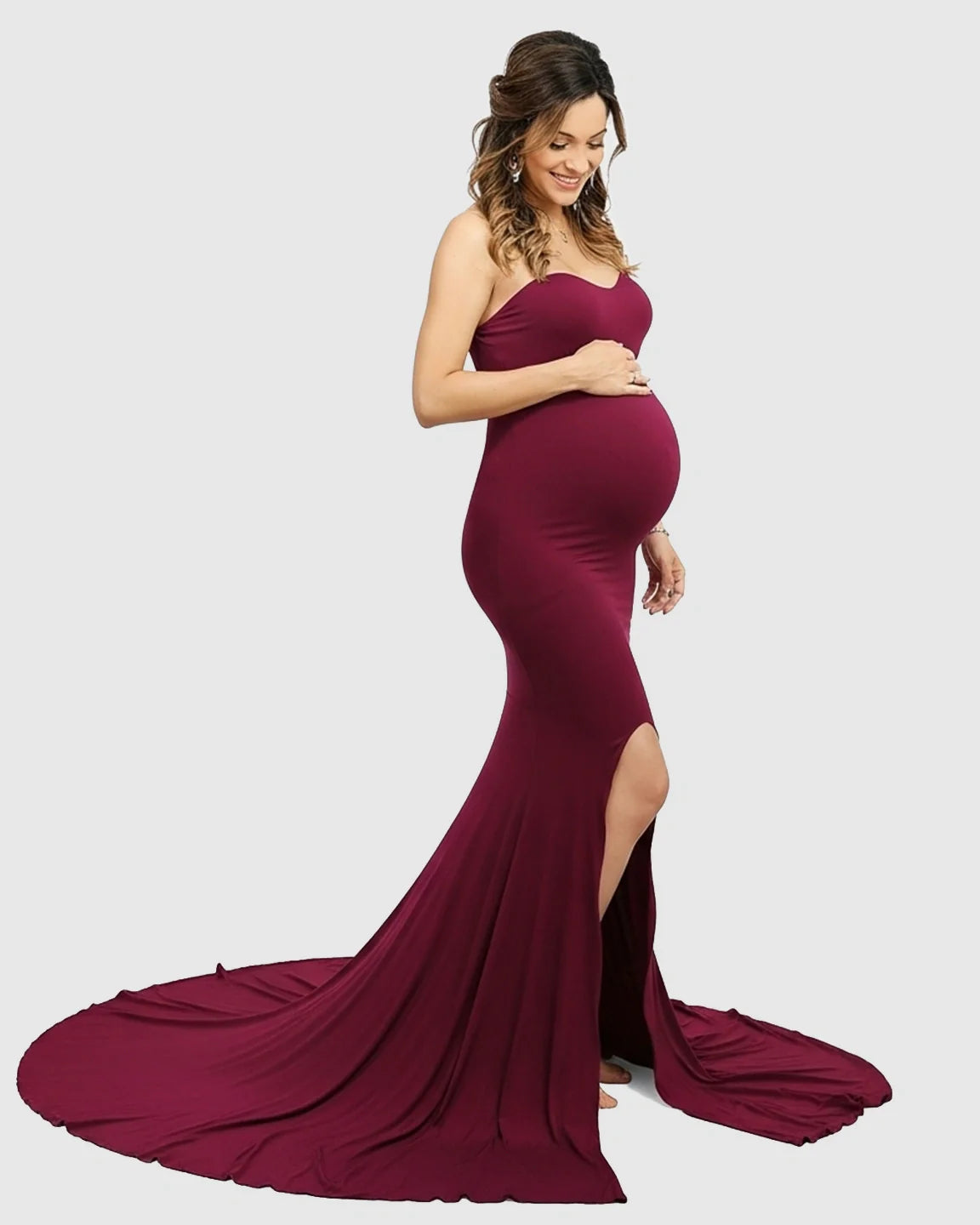 Bump Society – The Comfort Collection: Strapless Sweetheart Neckline Trumpet Silhouette Maternity Gown