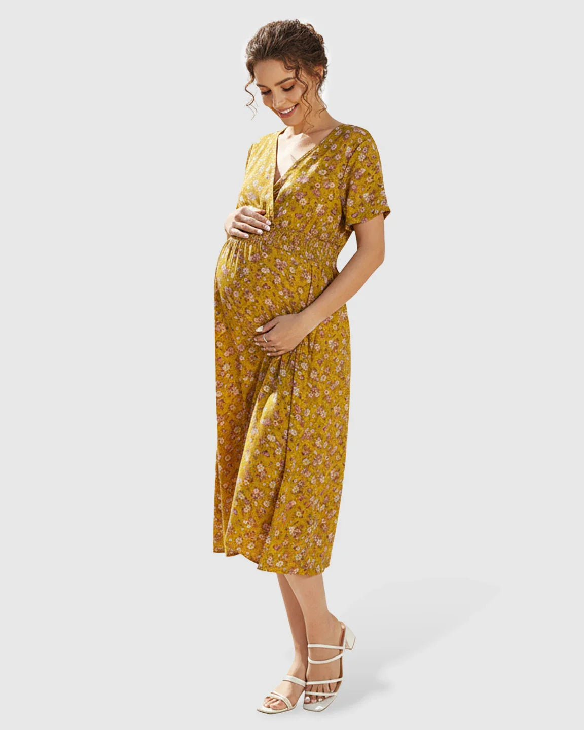 Bump Society – The Comfort Collection: Smocked-Waist A-Line Maternity Dress